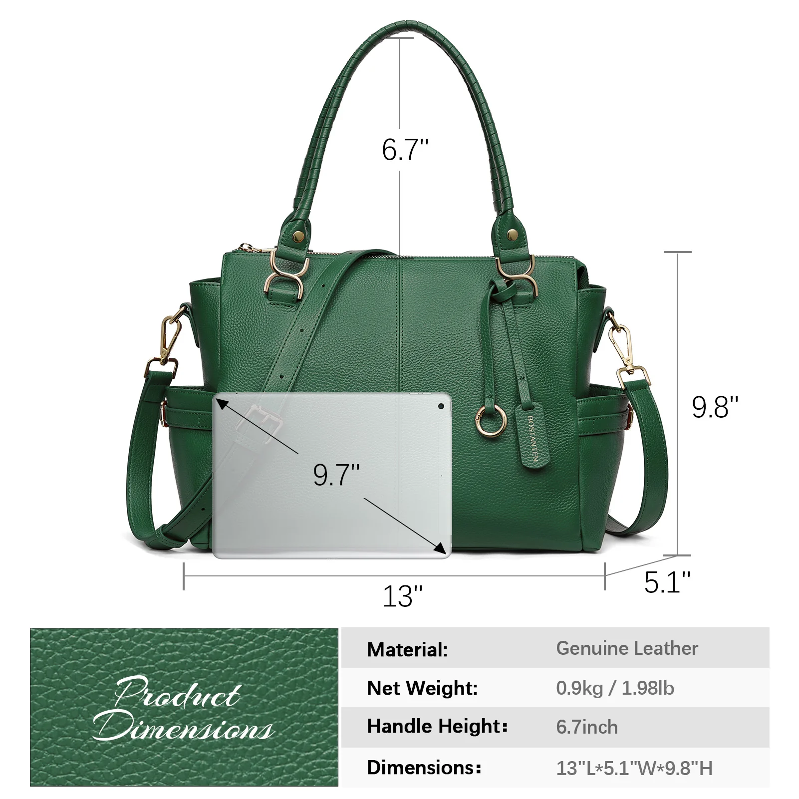 Nevin Genuine Pebbled Leather Everyday Carryall Tote - Image 24