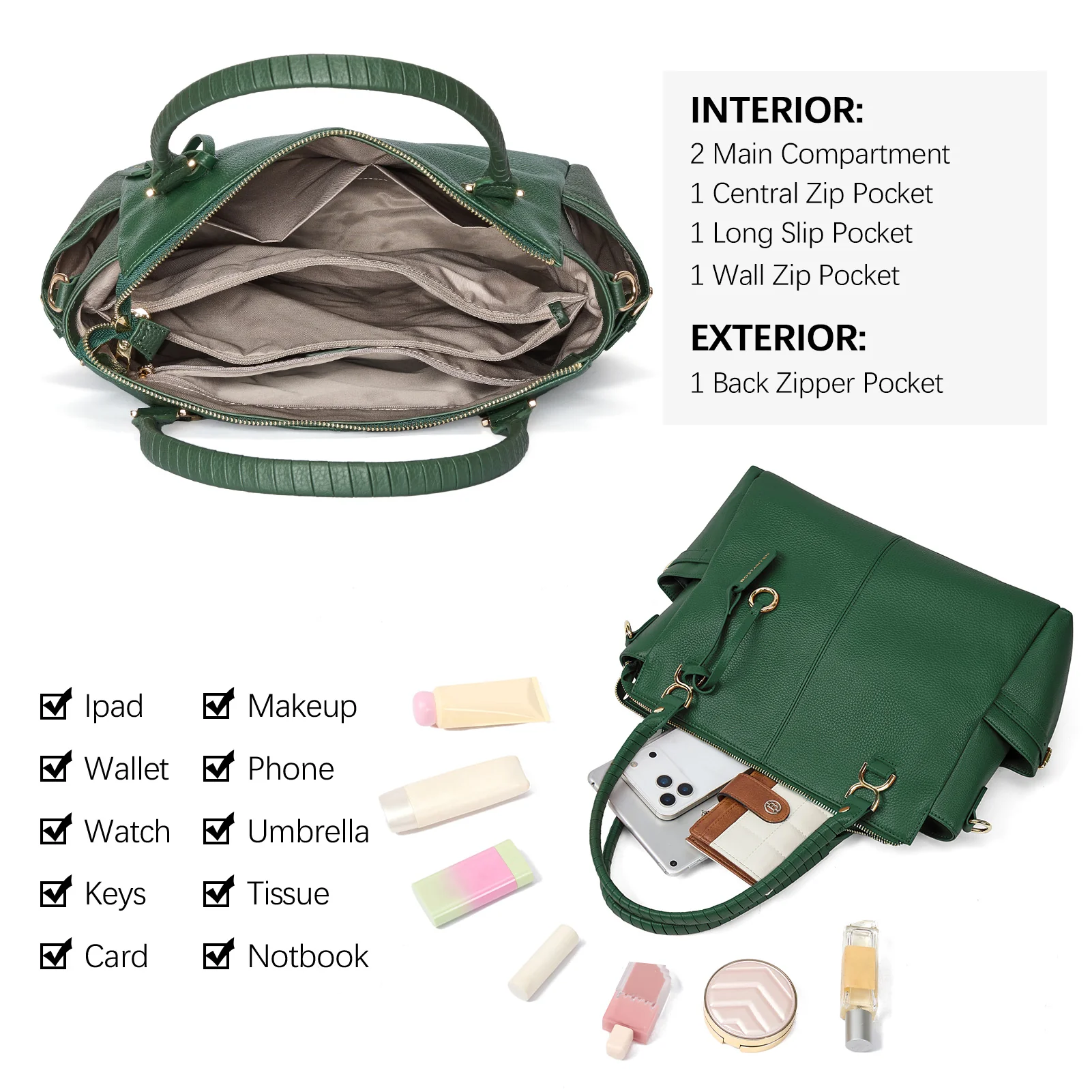 Nevin Genuine Pebbled Leather Everyday Carryall Tote - Image 25