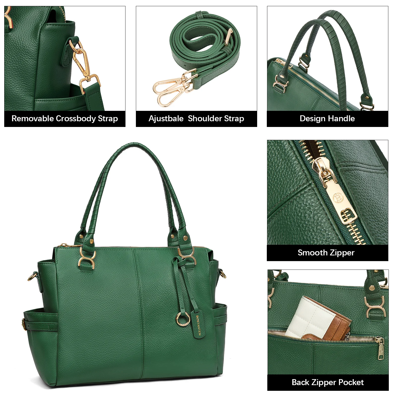 Nevin Genuine Pebbled Leather Everyday Carryall Tote - Image 26