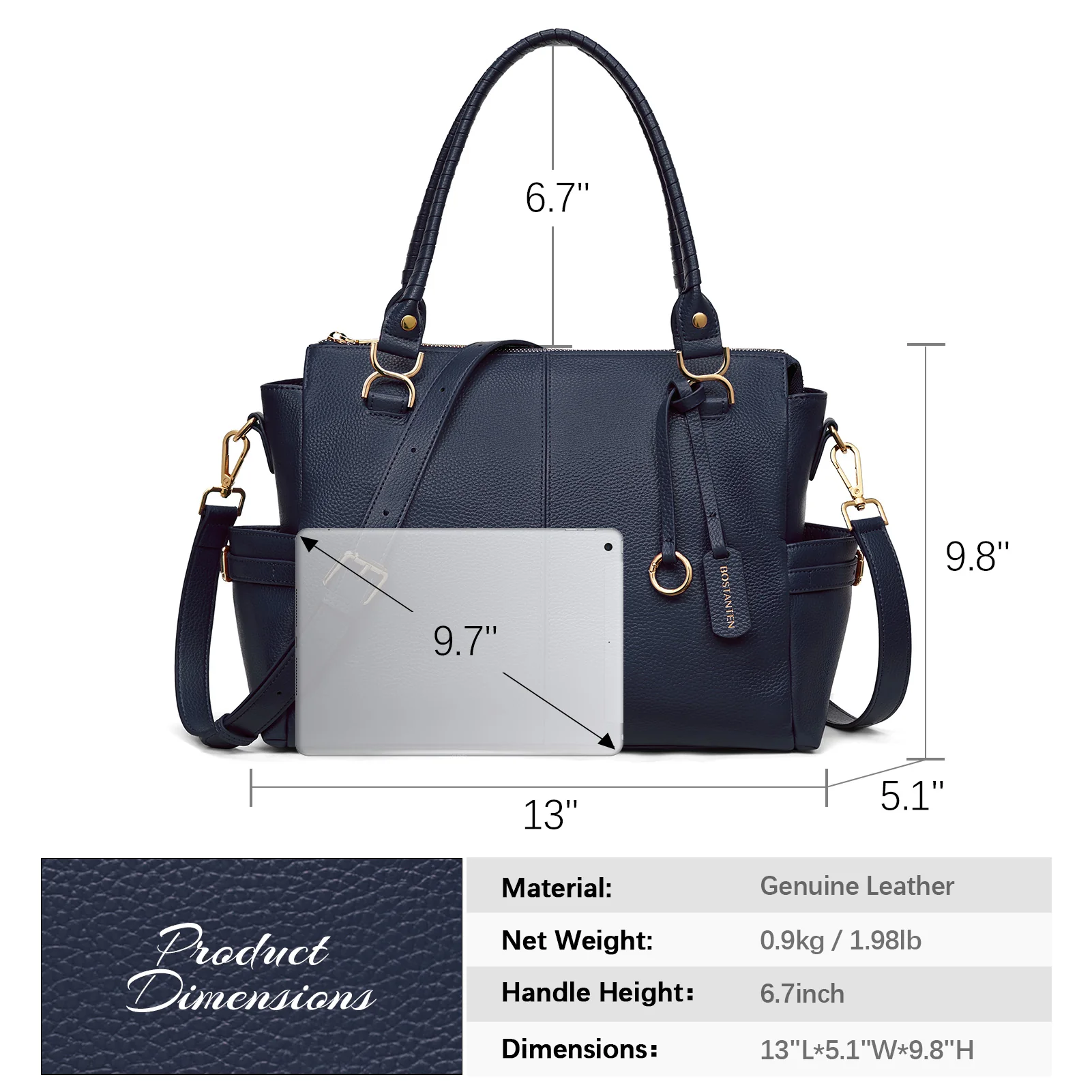Nevin Genuine Pebbled Leather Everyday Carryall Tote - Image 34