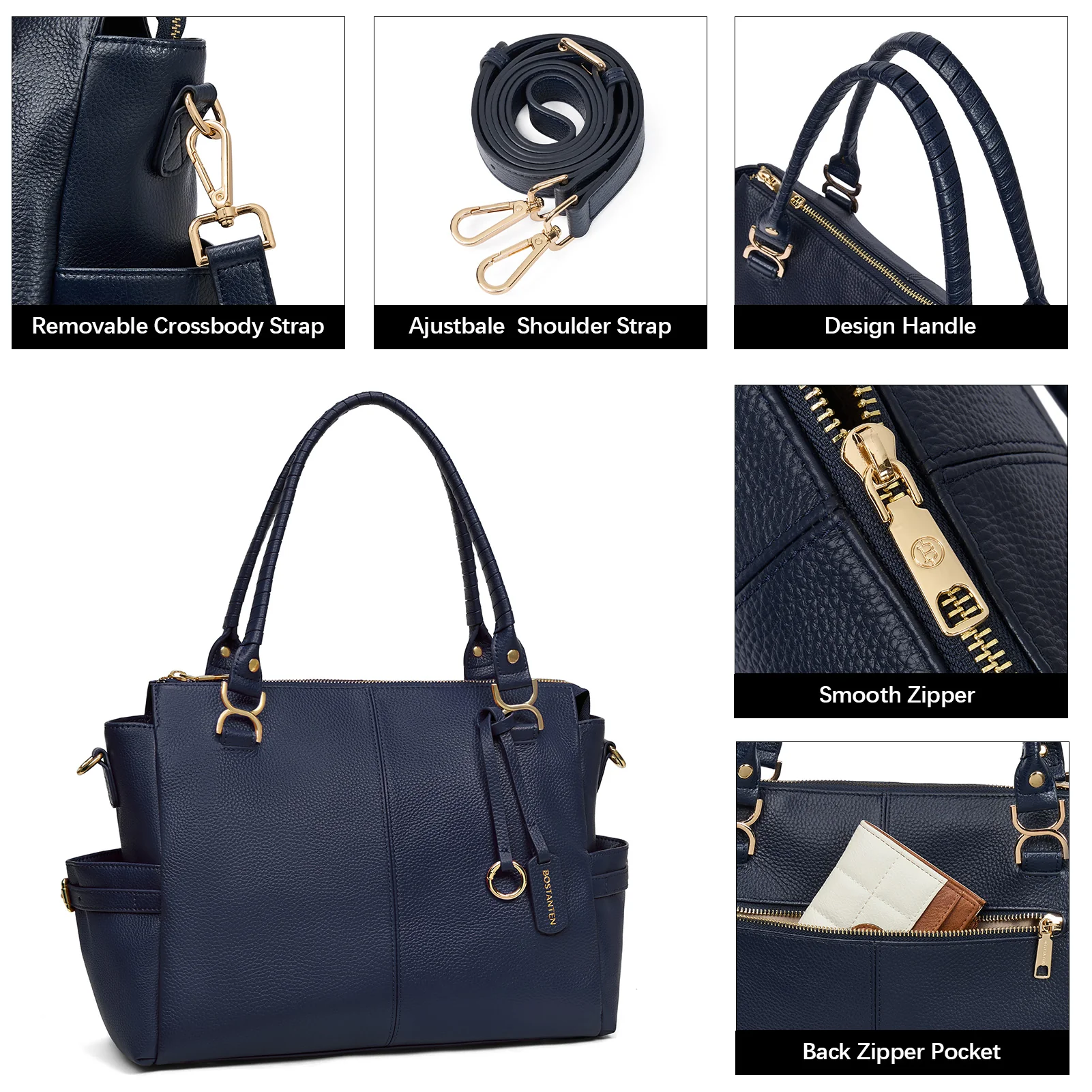 Nevin Genuine Pebbled Leather Everyday Carryall Tote - Image 36