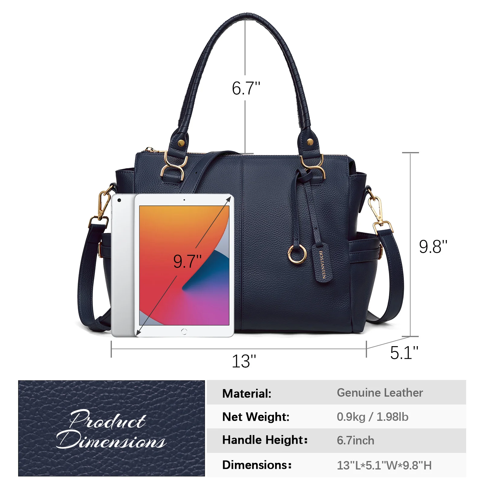 Nevin Genuine Pebbled Leather Everyday Carryall Tote - Image 37