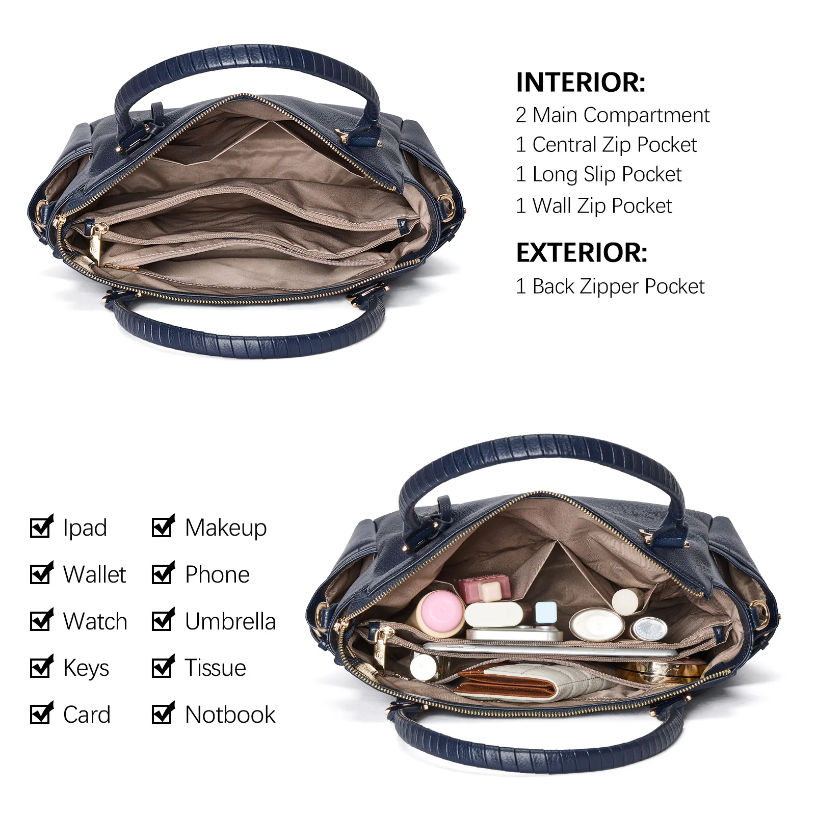 Nevin Genuine Pebbled Leather Everyday Carryall Tote - Image 38