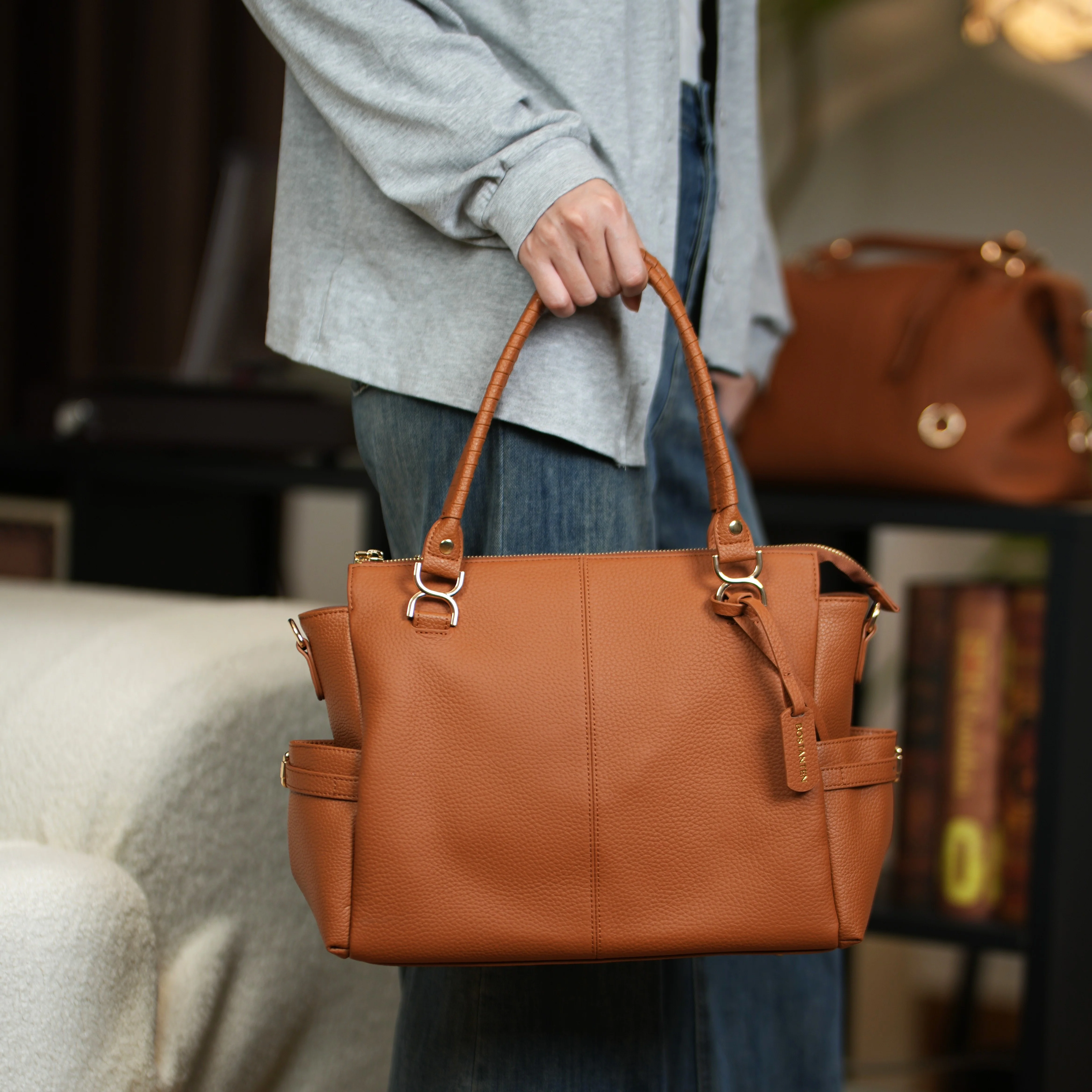 Nevin Genuine Pebbled Leather Everyday Carryall Tote - Image 4