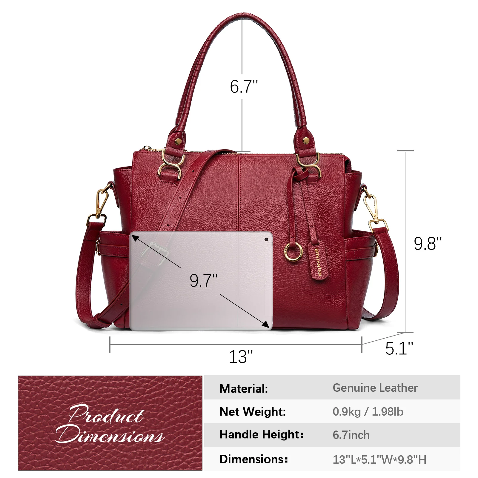Nevin Genuine Pebbled Leather Everyday Carryall Tote - Image 42