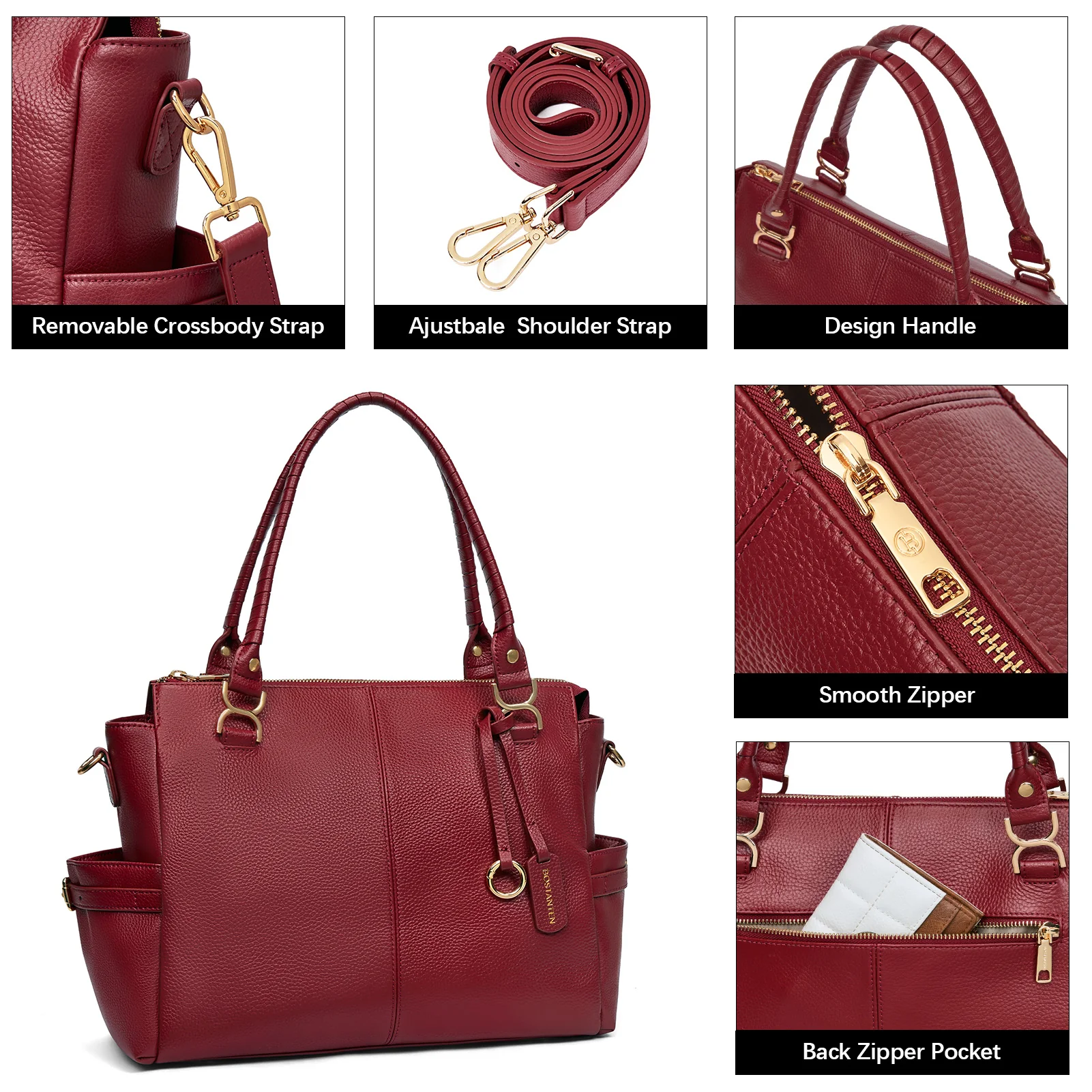Nevin Genuine Pebbled Leather Everyday Carryall Tote - Image 44