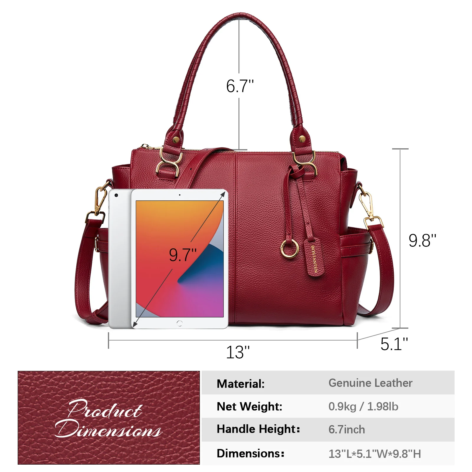 Nevin Genuine Pebbled Leather Everyday Carryall Tote - Image 45