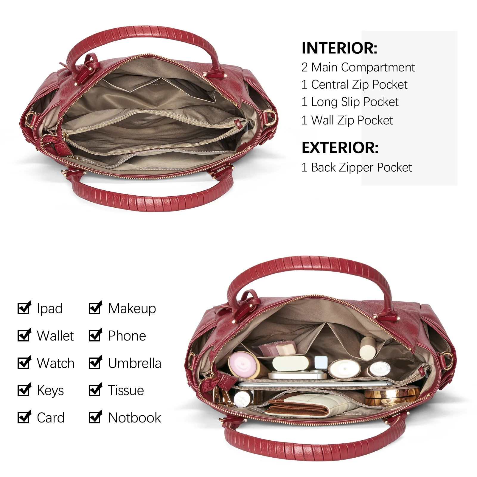 Nevin Genuine Pebbled Leather Everyday Carryall Tote - Image 46