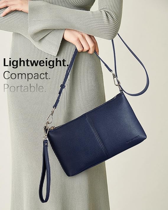 Nola Chic and Sustainable - The Vegan Leather Envelope Clutch Purse - Navy Blue - Image 7