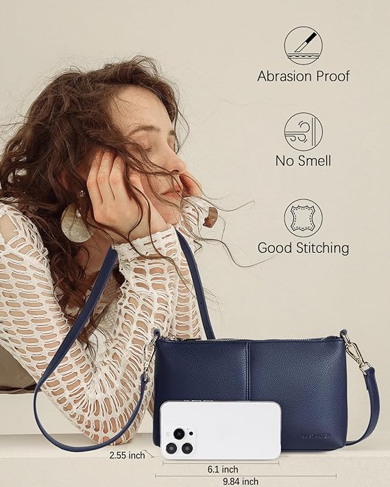 Nola Chic and Sustainable - The Vegan Leather Envelope Clutch Purse - Navy Blue - Image 8