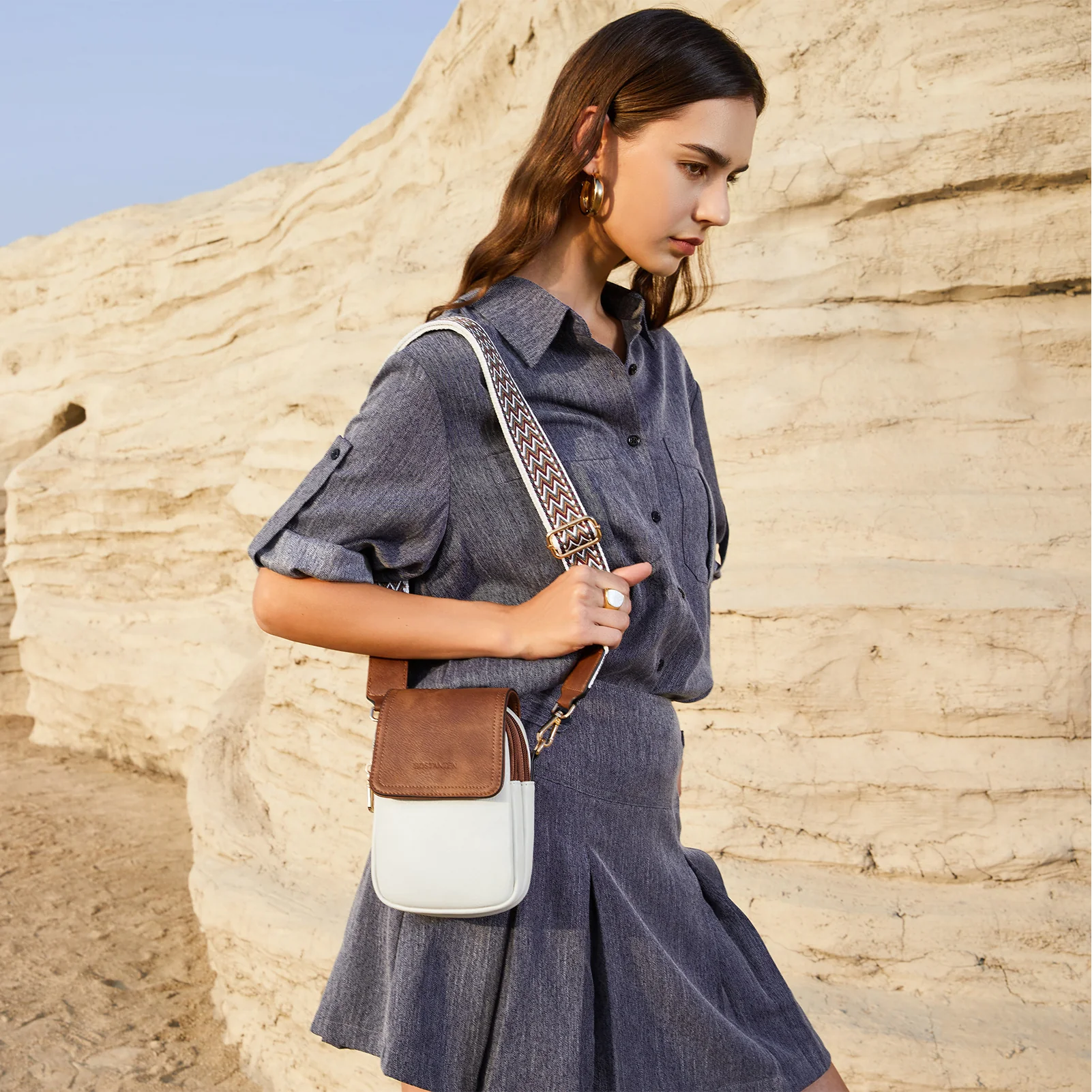 Phone Crossbody Bag – Chevron Pattern Strap - Image 2