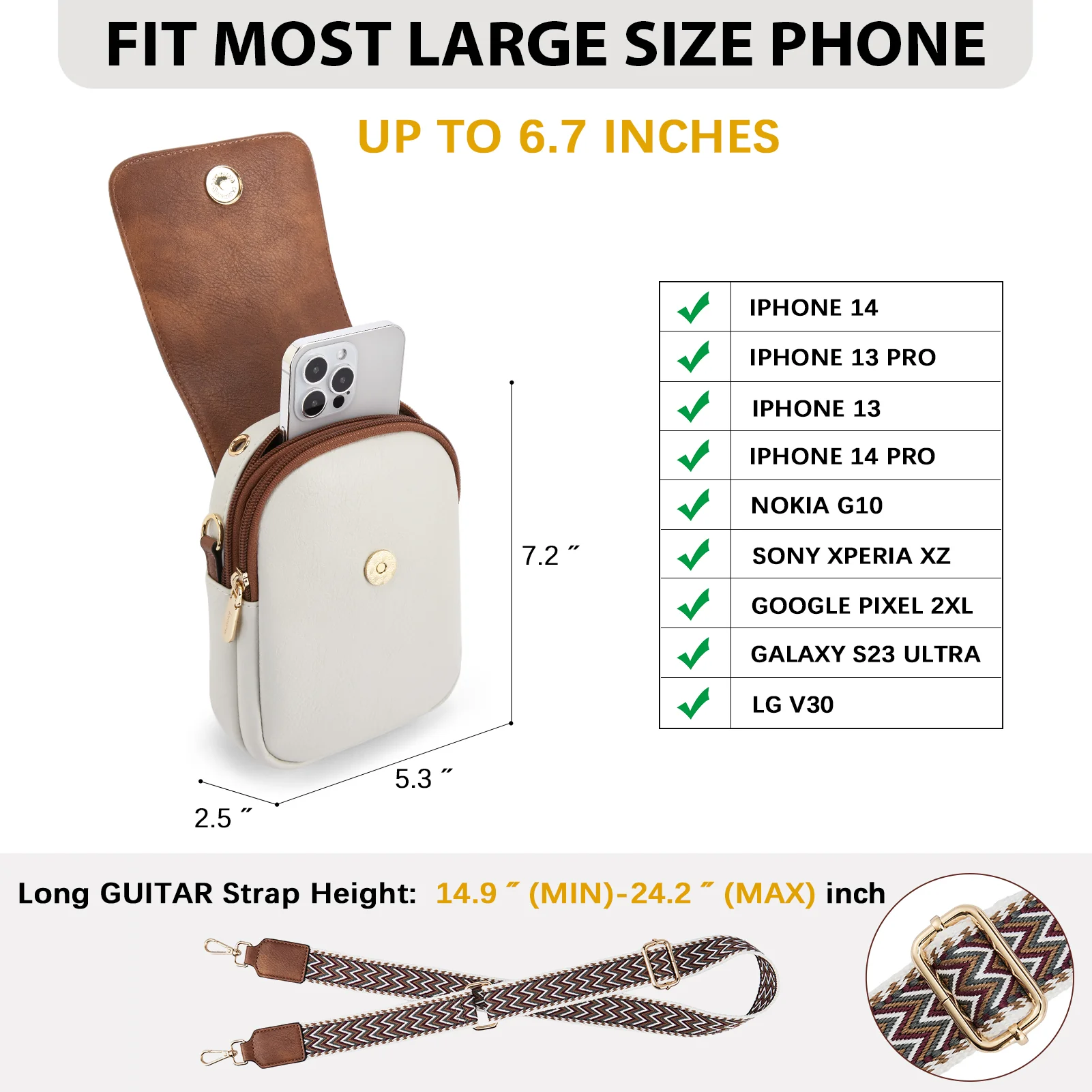 Phone Crossbody Bag – Chevron Pattern Strap - Image 4