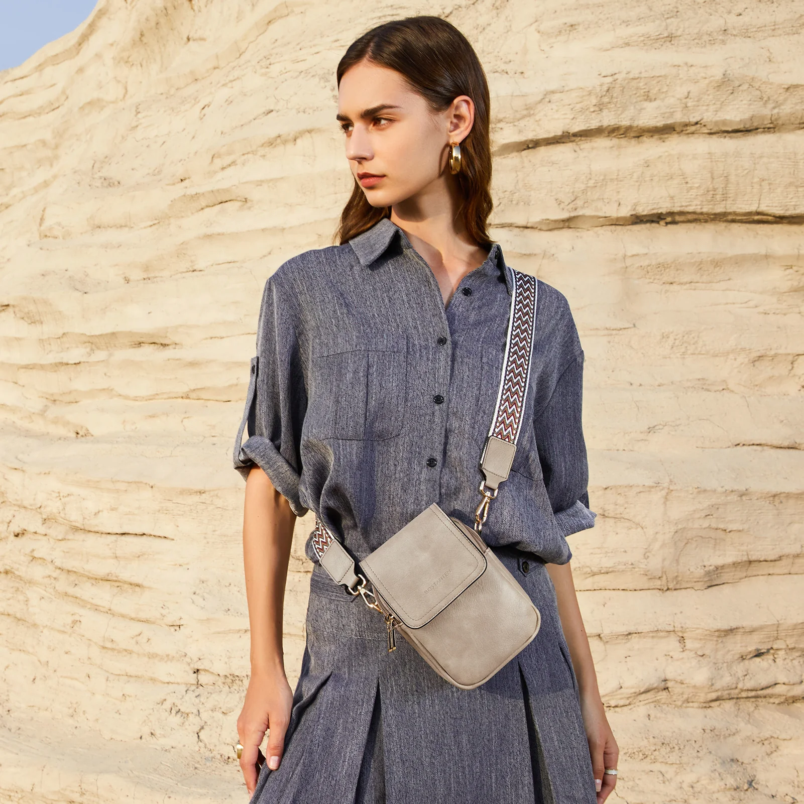 Phone Crossbody Bag – Chevron Pattern Strap - Image 41