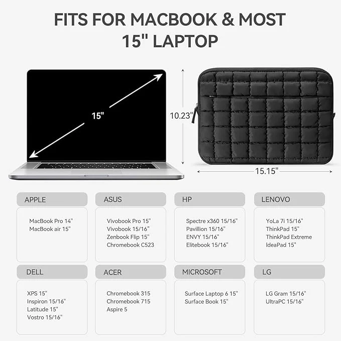 Protective Case Quilted Puffy Laptop Sleeve - Image 12