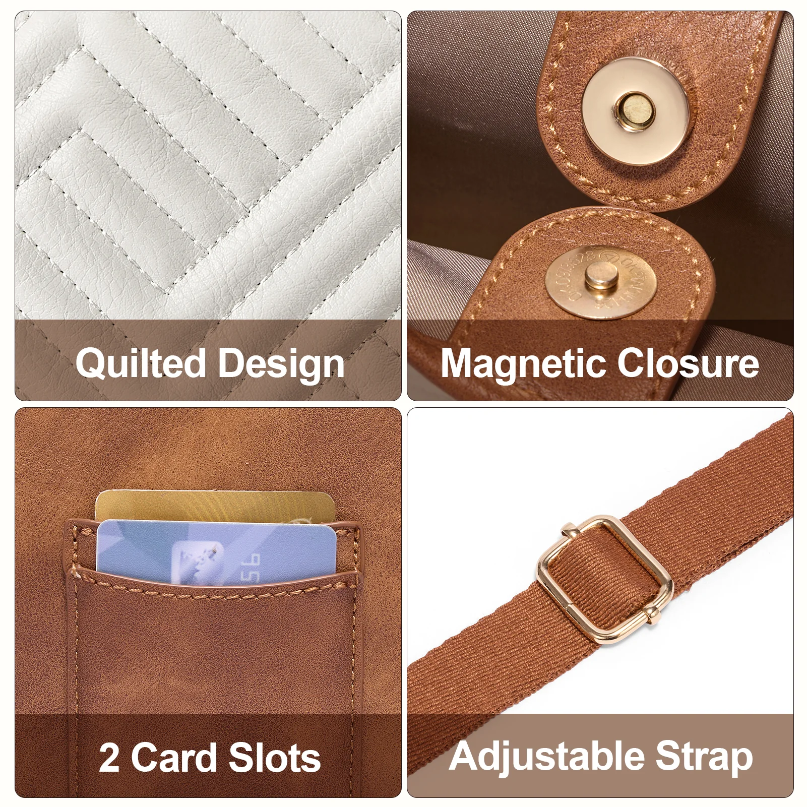 Quilted Leather Crossbody Phone Purse - Image 11