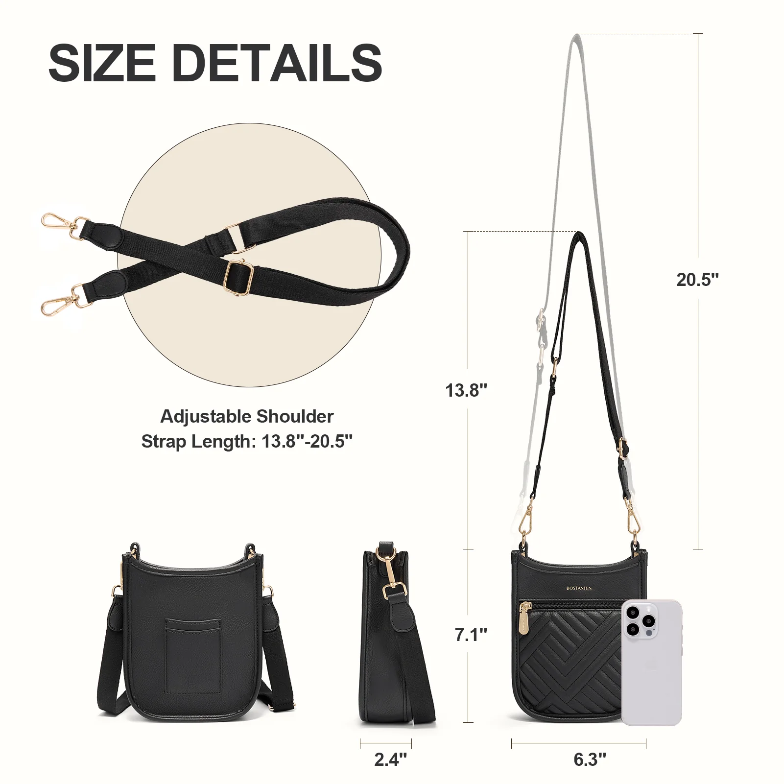 Quilted Leather Crossbody Phone Purse - Image 4