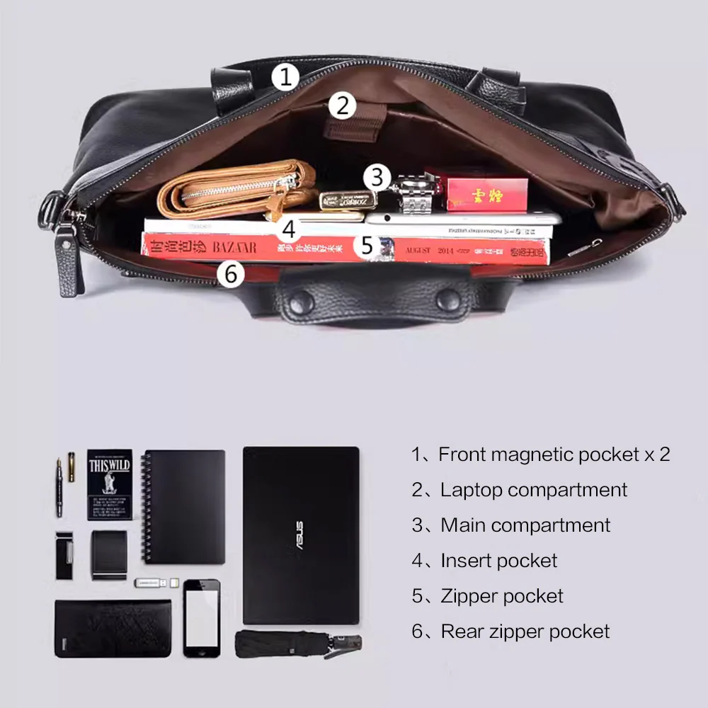 Morgan Genuine Leather Business Briefcase | 15.6'' Laptop - Image 9