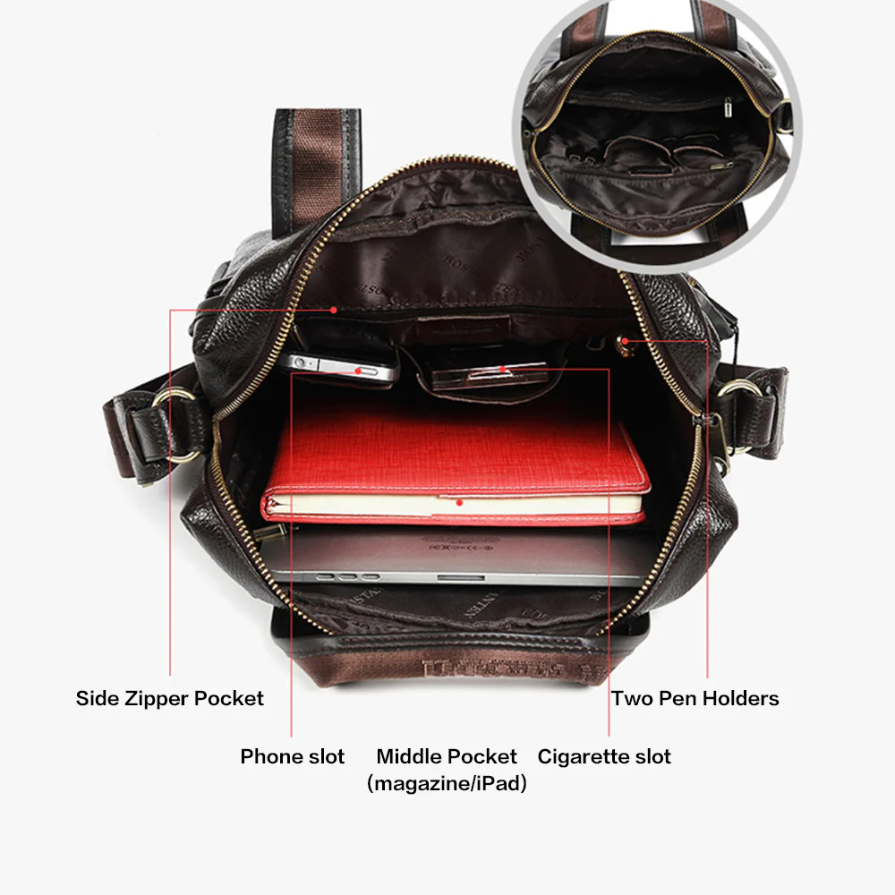 Royal Retro Designer Vertical Leather Crossbody Bag - Image 7