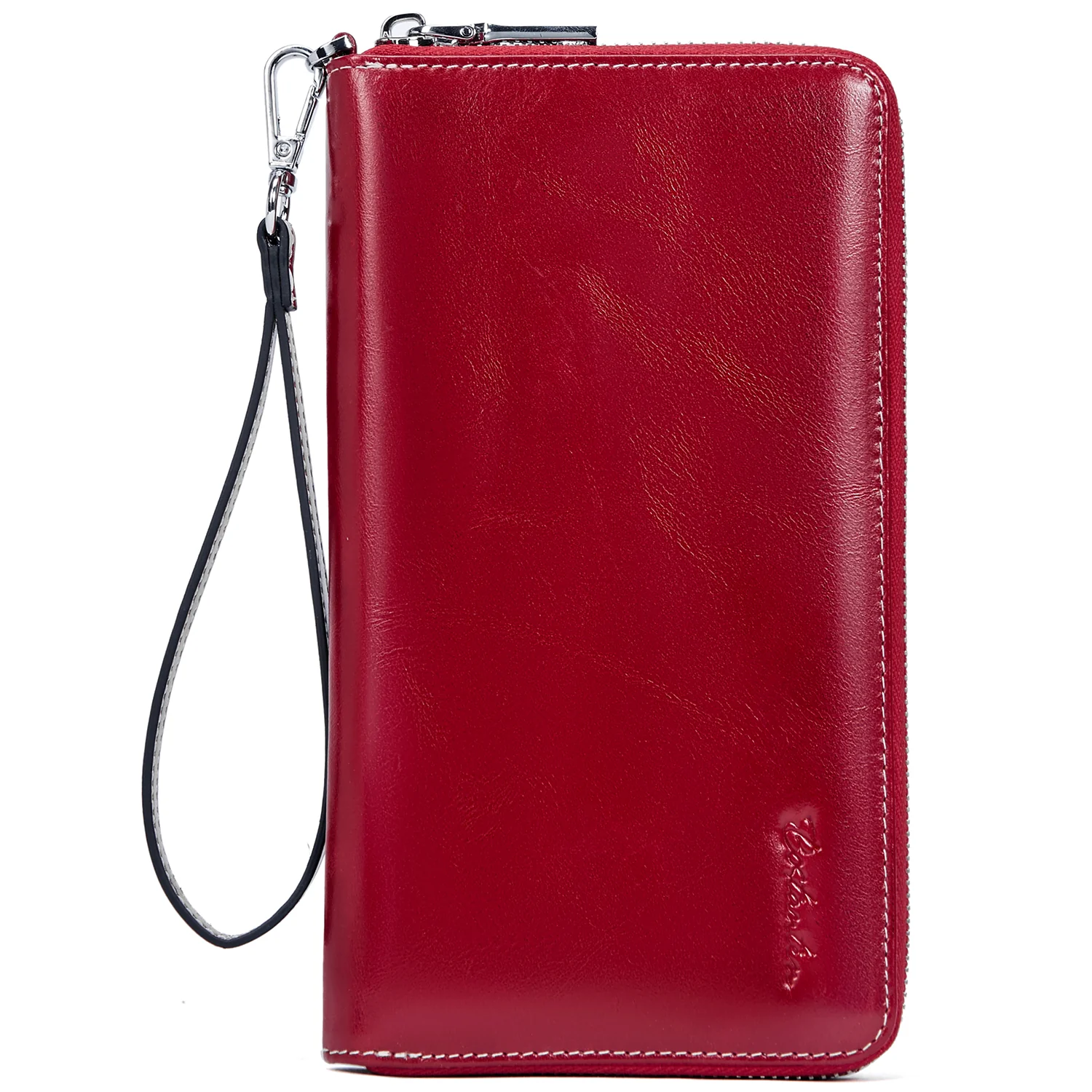 Rozenn Zipper Wallet Phone Clutch With Wristlet Strap - Red - Image 3