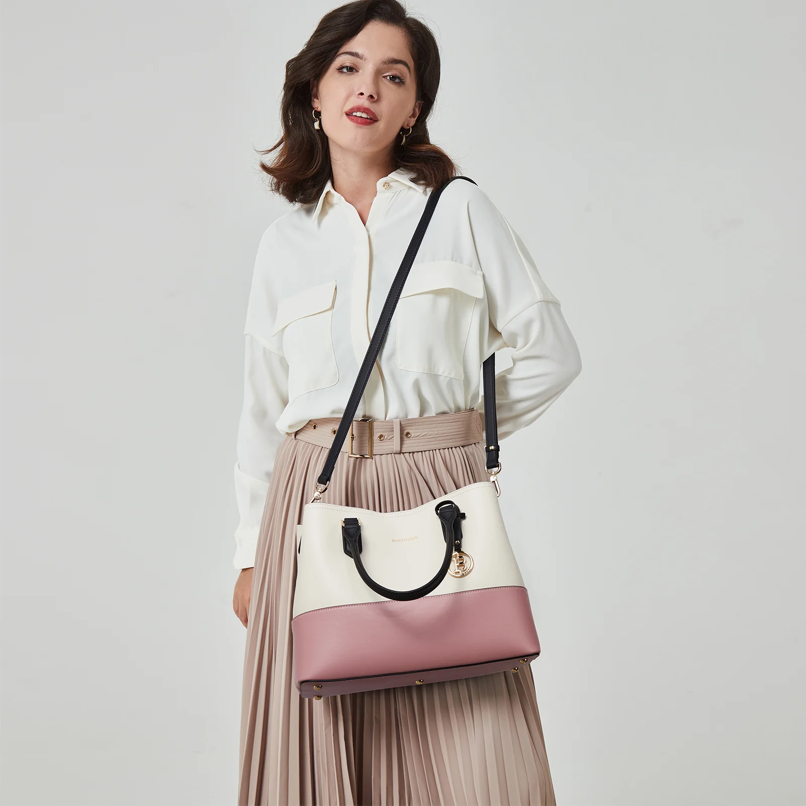 Satchel Handbags Leather Tote Purses Two Tone Designer Work Top Handle - Image 12