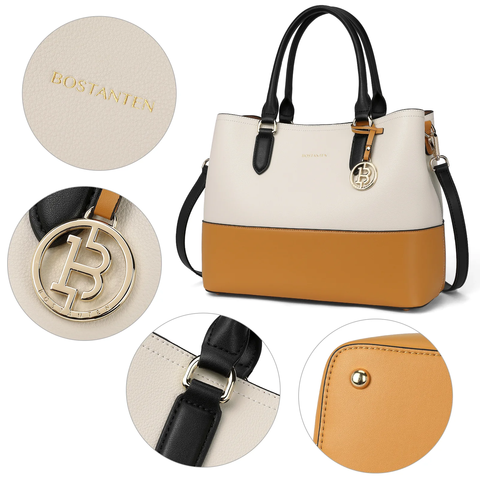 Satchel Handbags Leather Tote Purses Two Tone Designer Work Top Handle - Image 26