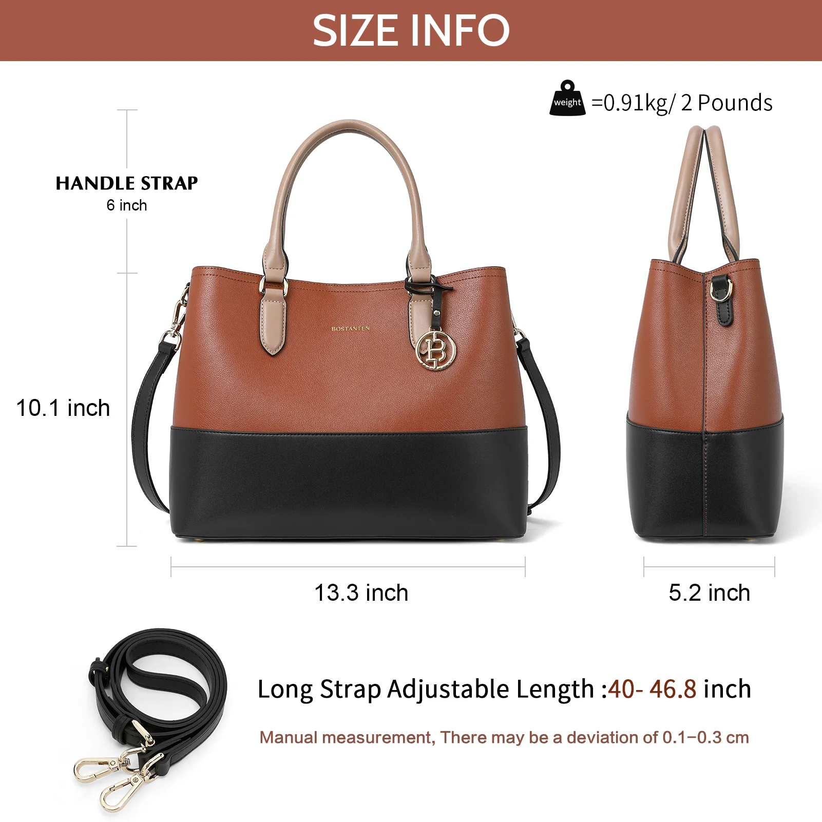 Satchel Handbags Leather Tote Purses Two Tone Designer Work Top Handle - Image 5