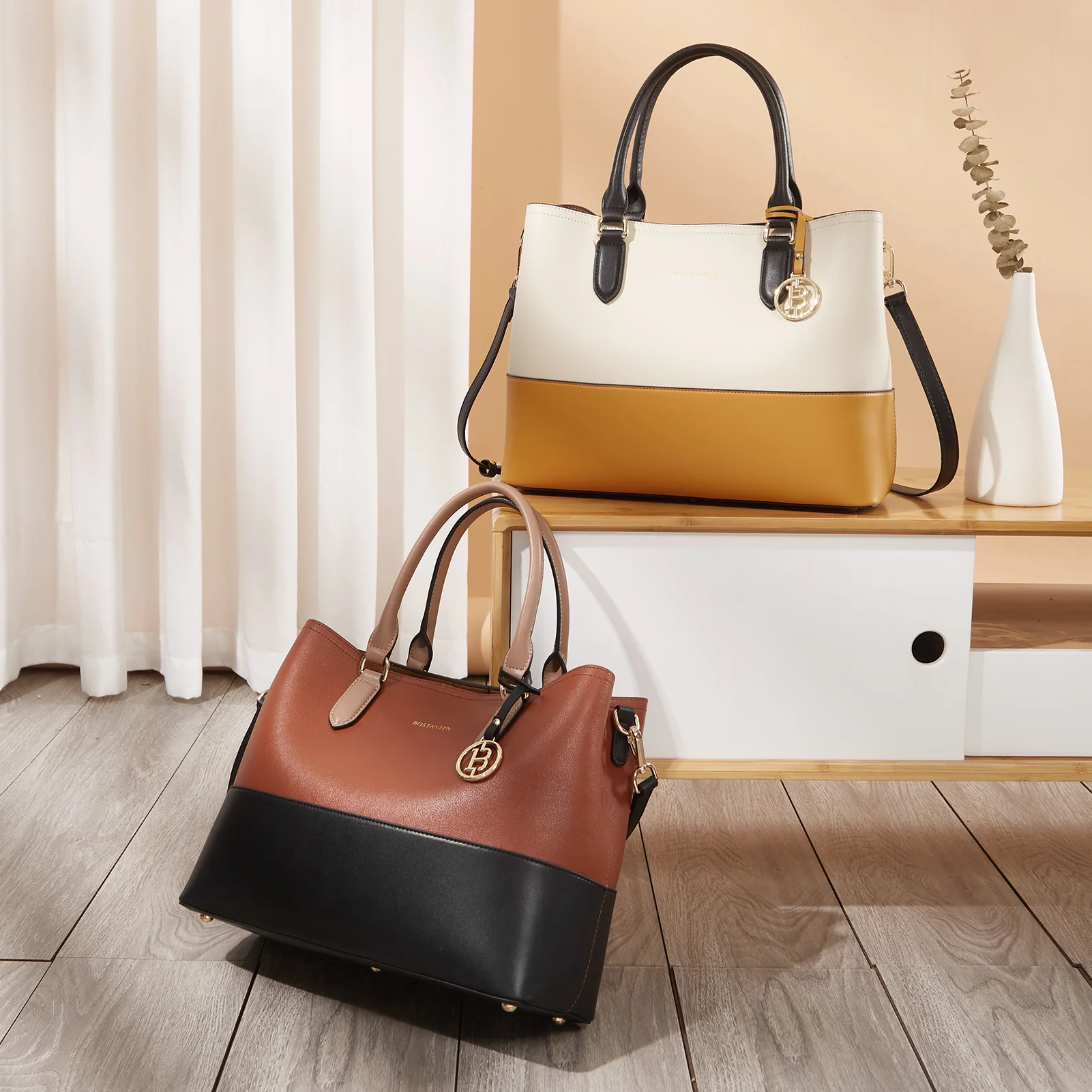Satchel Handbags Leather Tote Purses Two Tone Designer Work Top Handle - Image 9