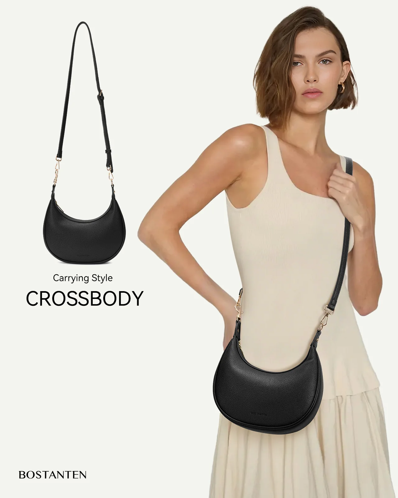 KWELI Crescent Clutch Handbag — Removable Shoulder Strap - Image 10