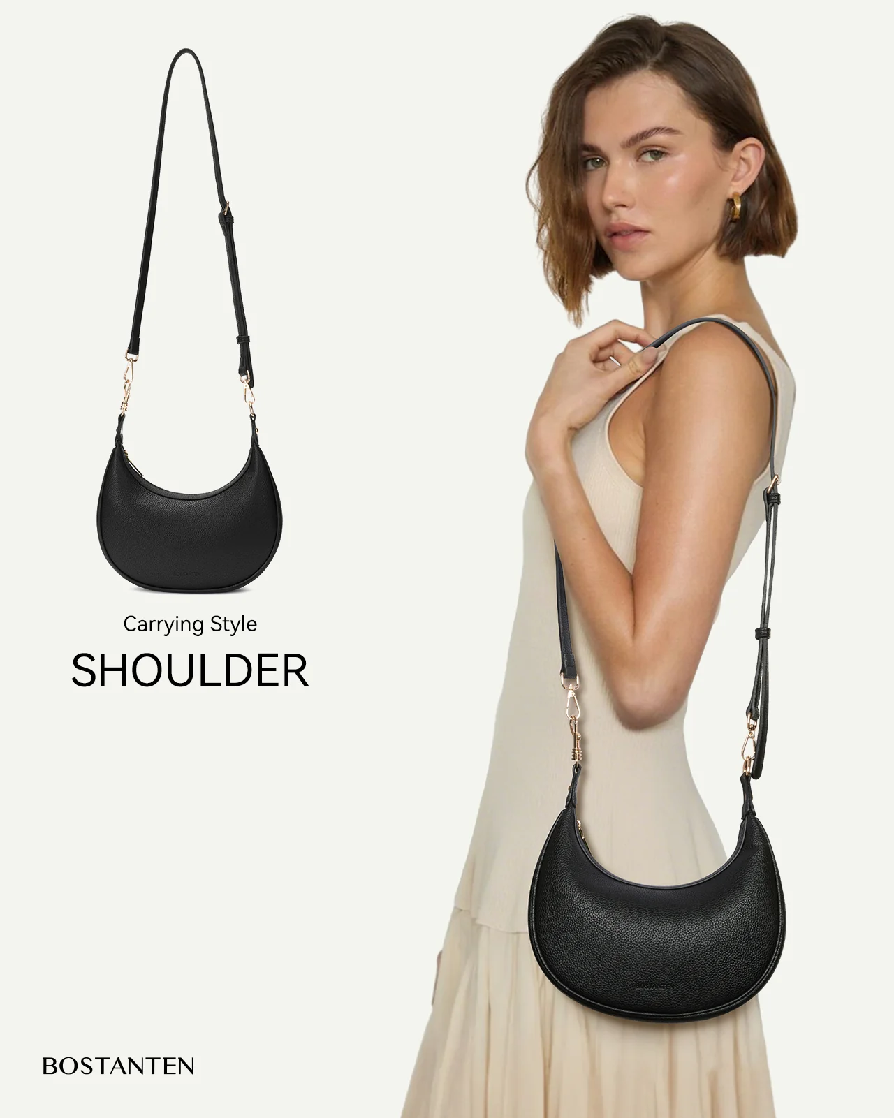 KWELI Crescent Clutch Handbag — Removable Shoulder Strap - Image 11