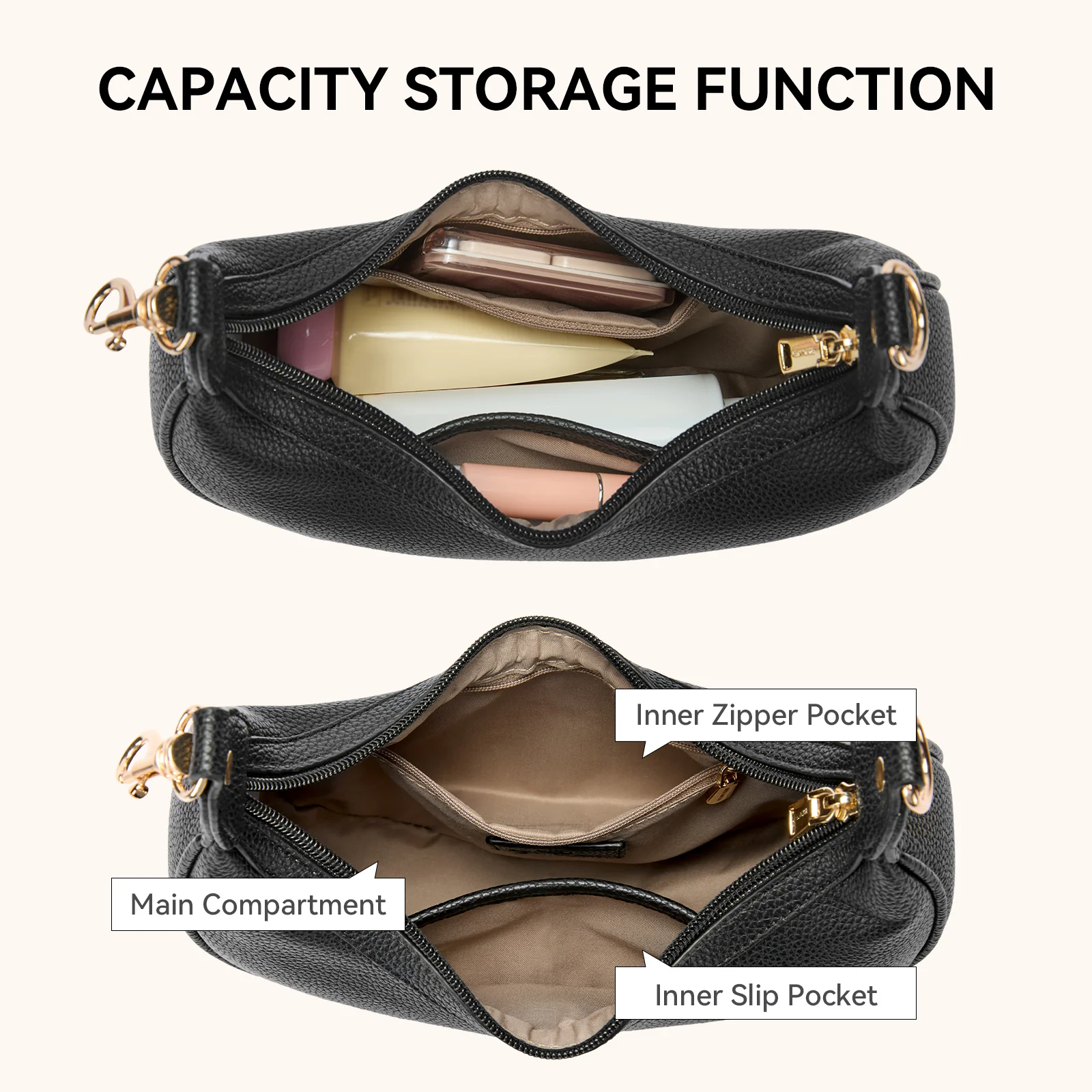 KWELI Crescent Clutch Handbag — Removable Shoulder Strap - Image 14