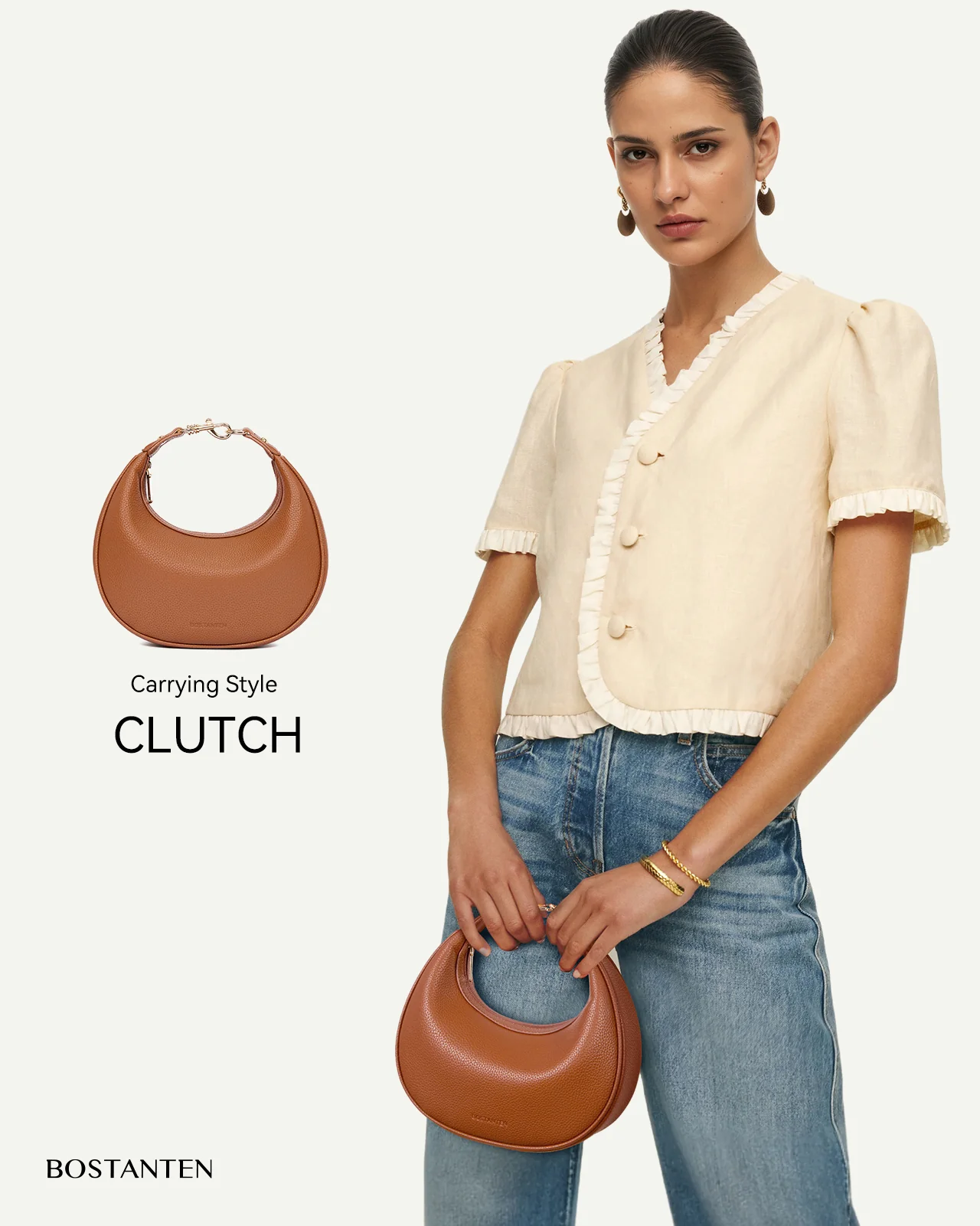 KWELI Crescent Clutch Handbag — Removable Shoulder Strap - Image 2