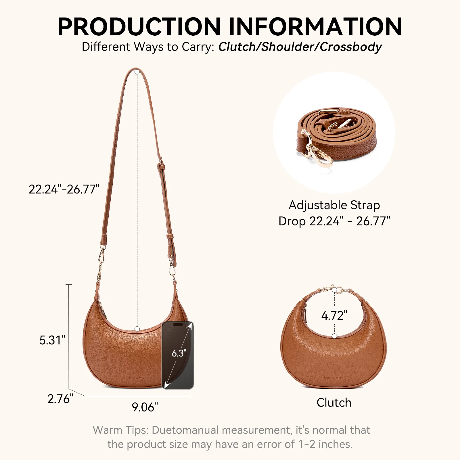 KWELI Crescent Clutch Handbag — Removable Shoulder Strap - Image 5