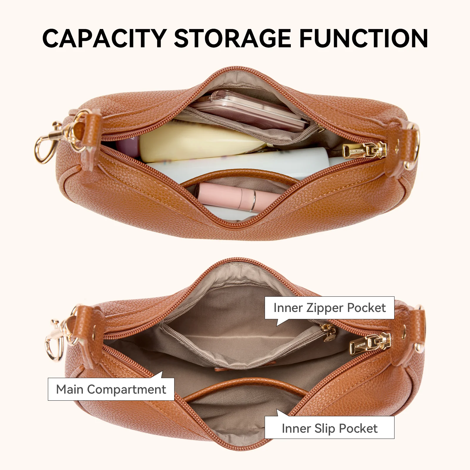 KWELI Crescent Clutch Handbag — Removable Shoulder Strap - Image 6