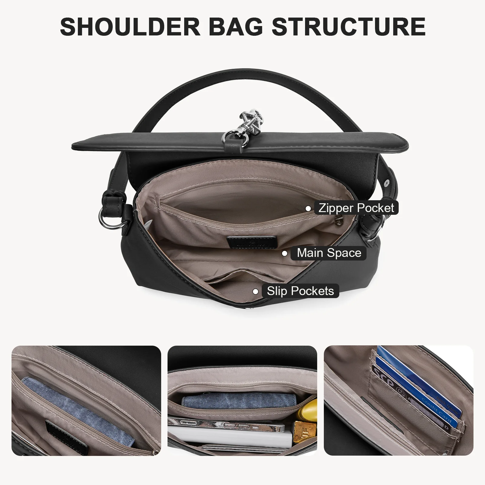 KWELI Chic Saddle Clasp Shoulder Bag - Image 12