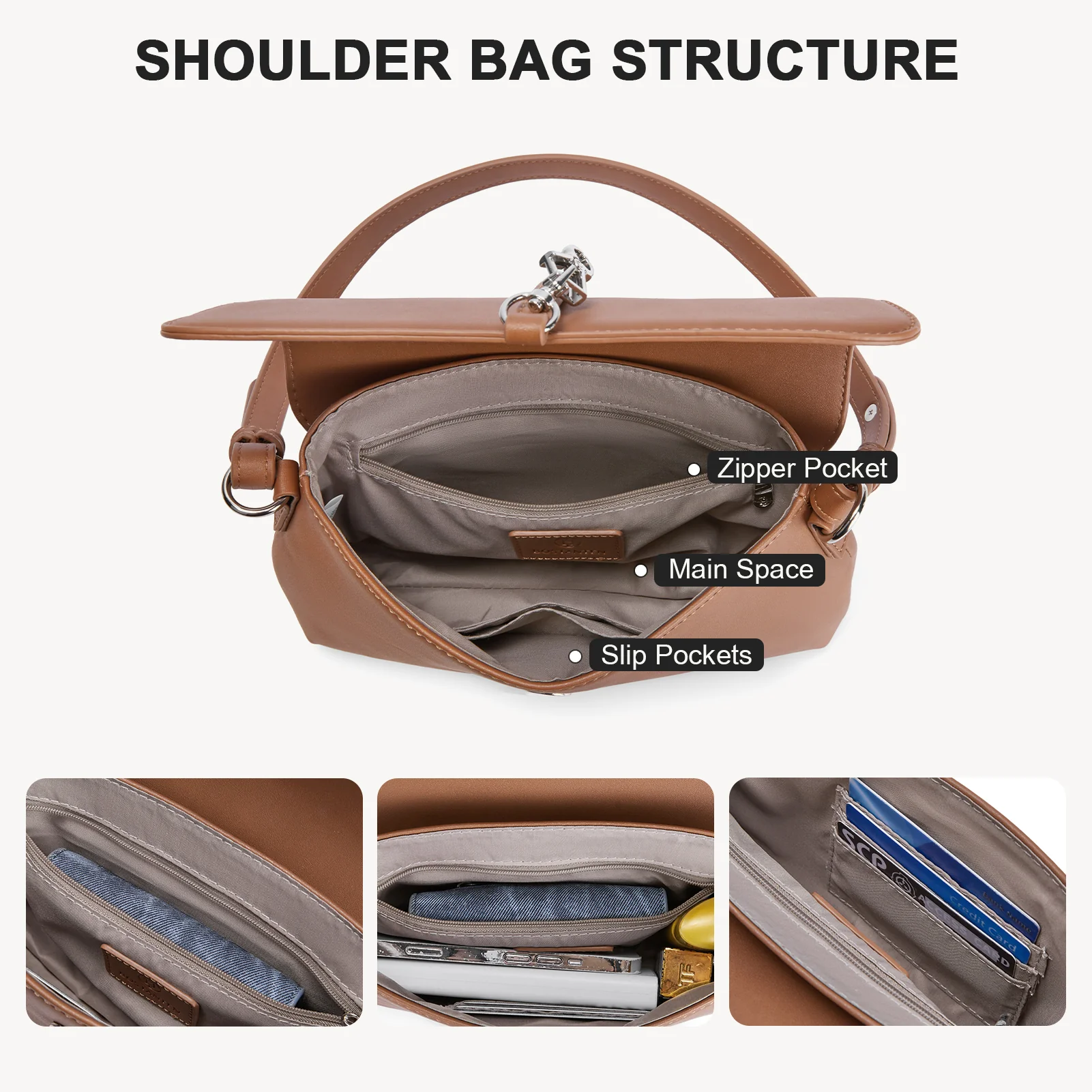 KWELI Chic Saddle Clasp Shoulder Bag - Image 5