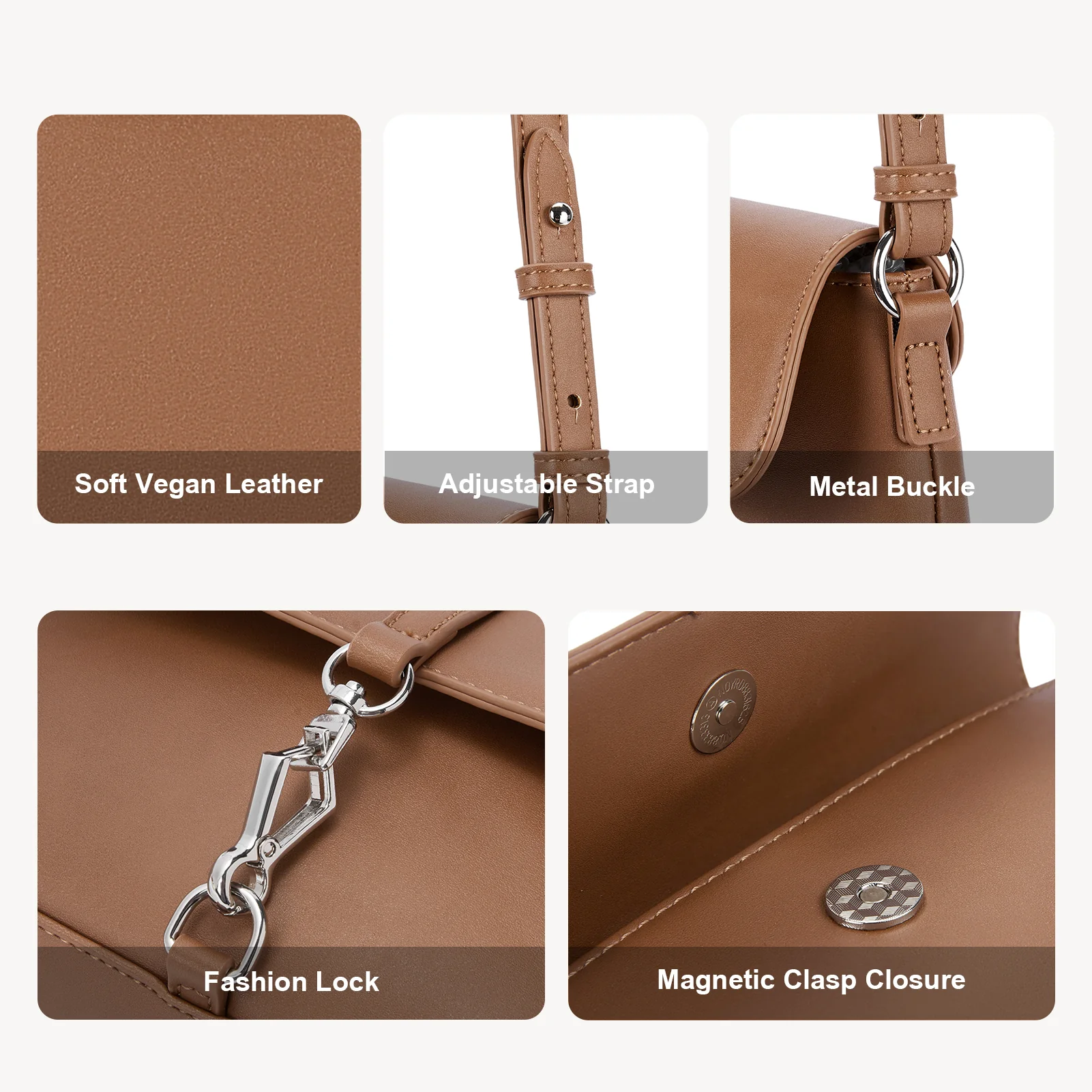 KWELI Chic Saddle Clasp Shoulder Bag - Image 6