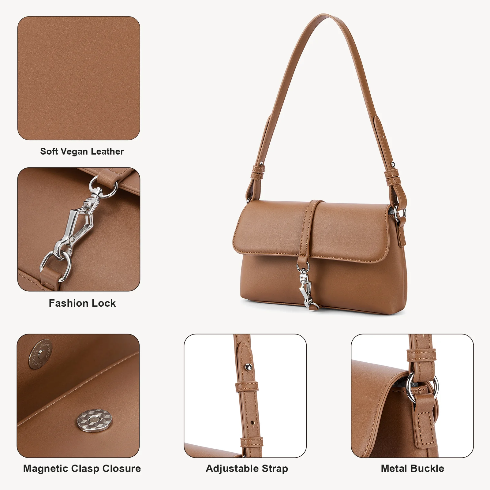 KWELI Chic Saddle Clasp Shoulder Bag - Image 7