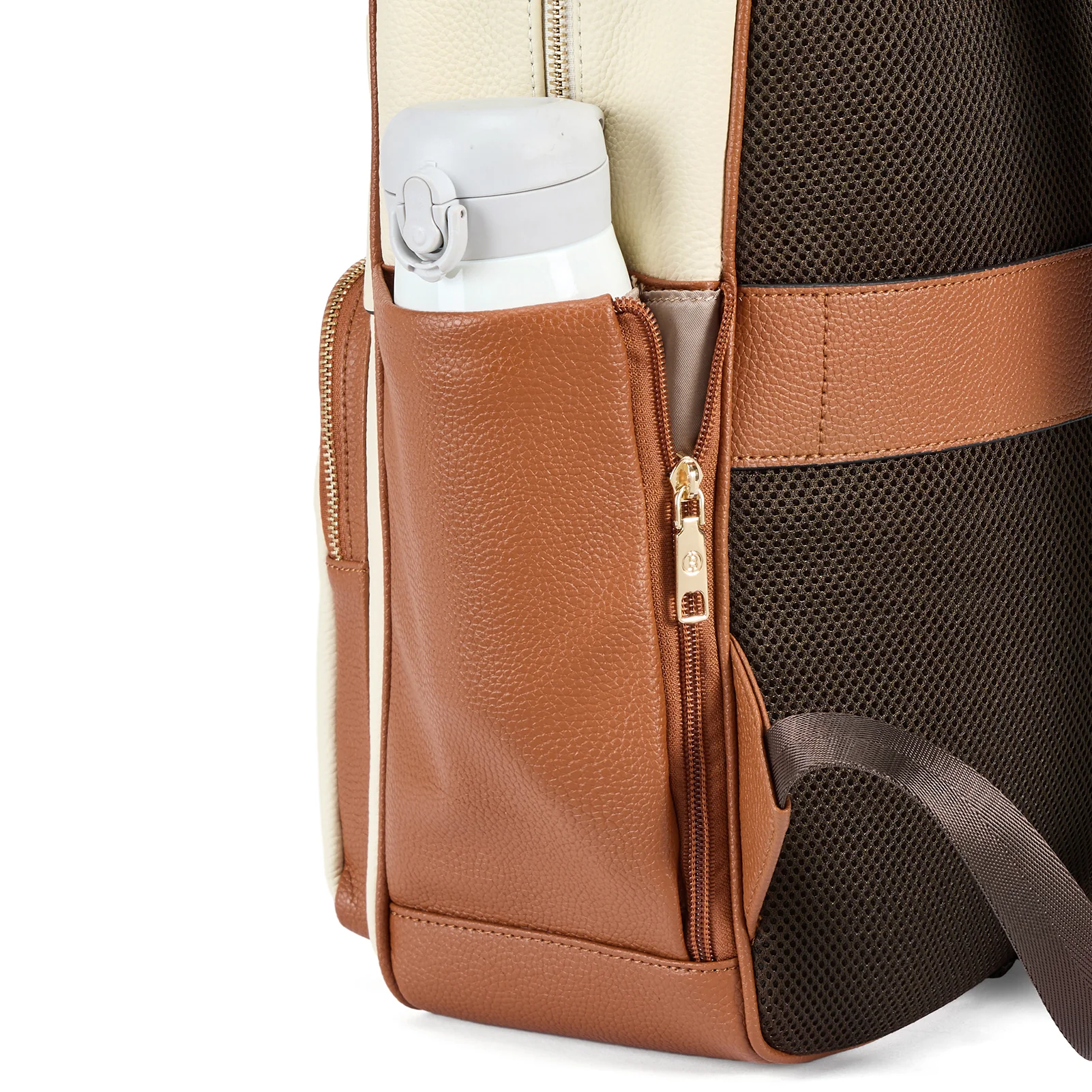 Smart Genuine Leather Laptop Backpack with Expandable Bottle Pocket - Image 4