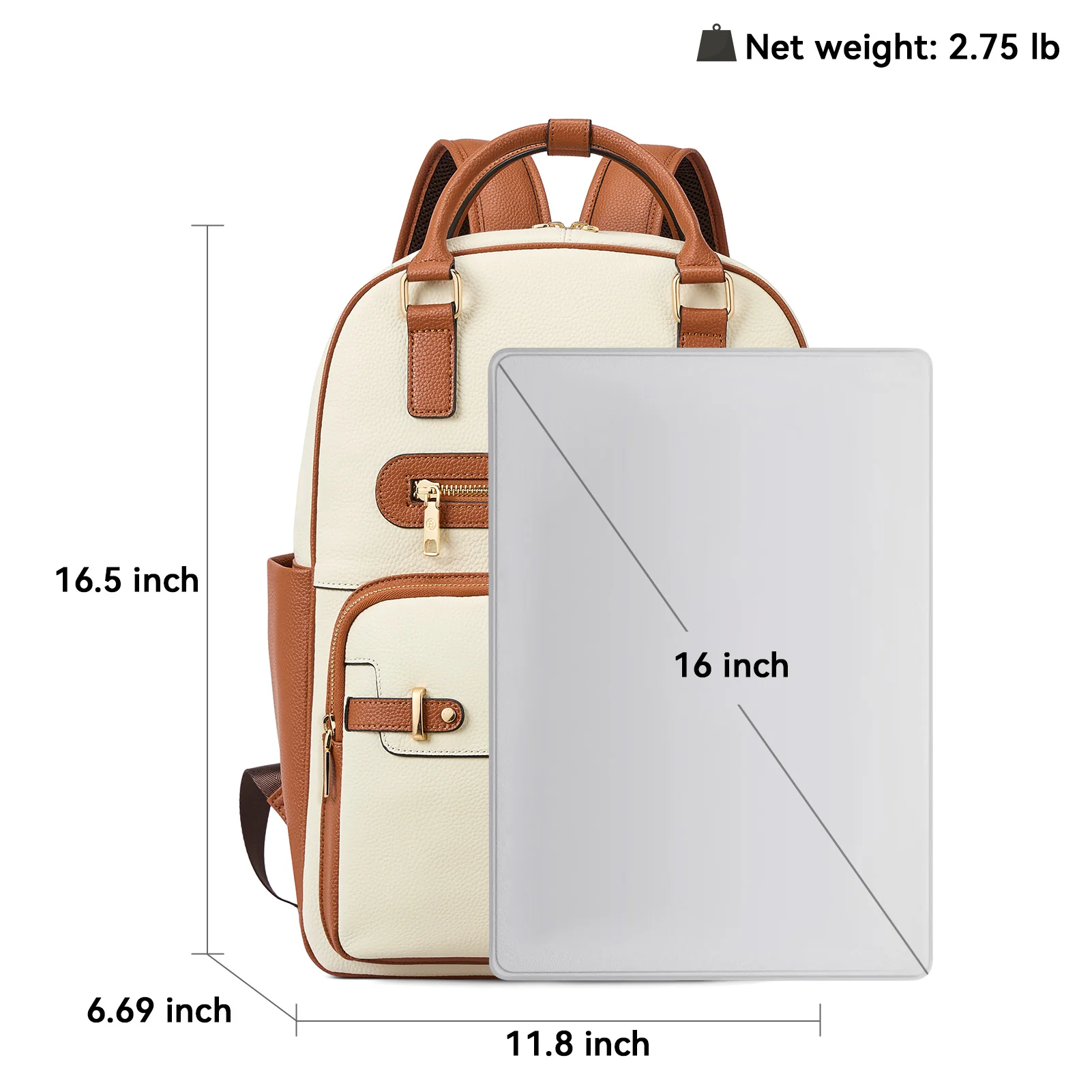 Smart Genuine Leather Laptop Backpack with Expandable Bottle Pocket - Image 6