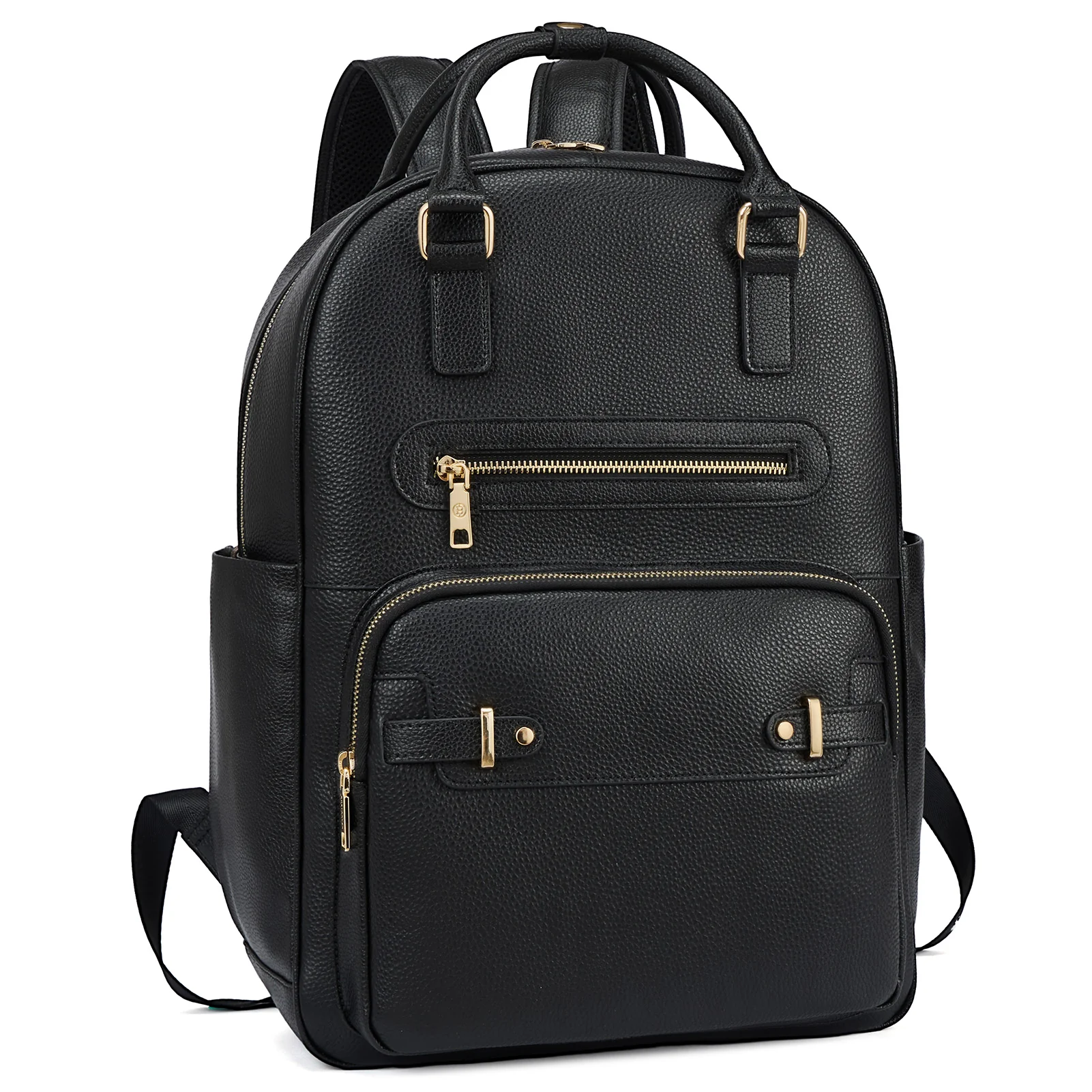 Smart Genuine Leather Laptop Backpack with Expandable Bottle Pocket - Image 9
