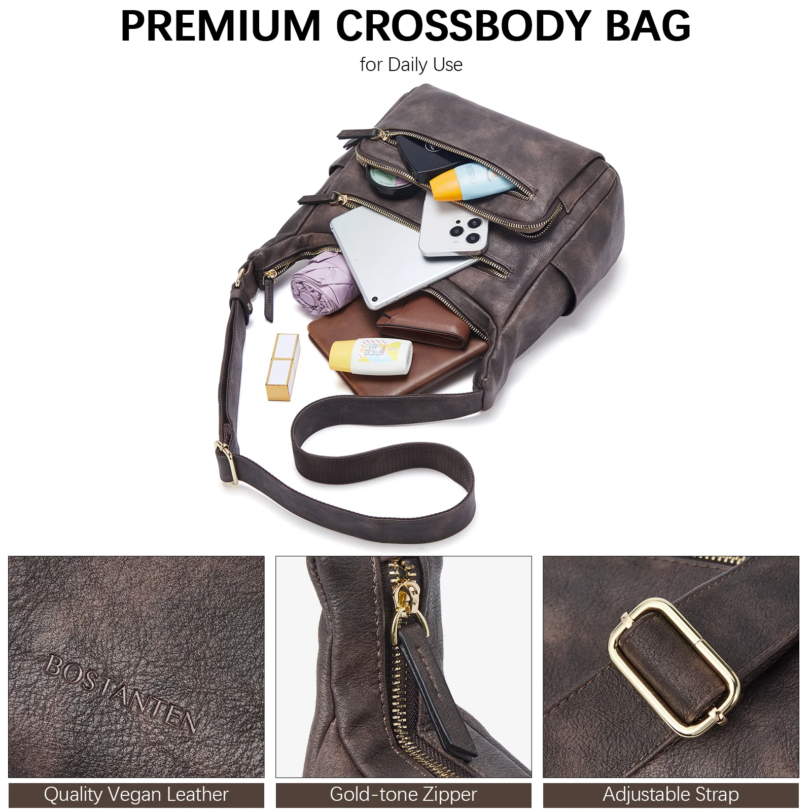 Evelyn Multi Pocket Shoulder Hobo Bag - Image 15