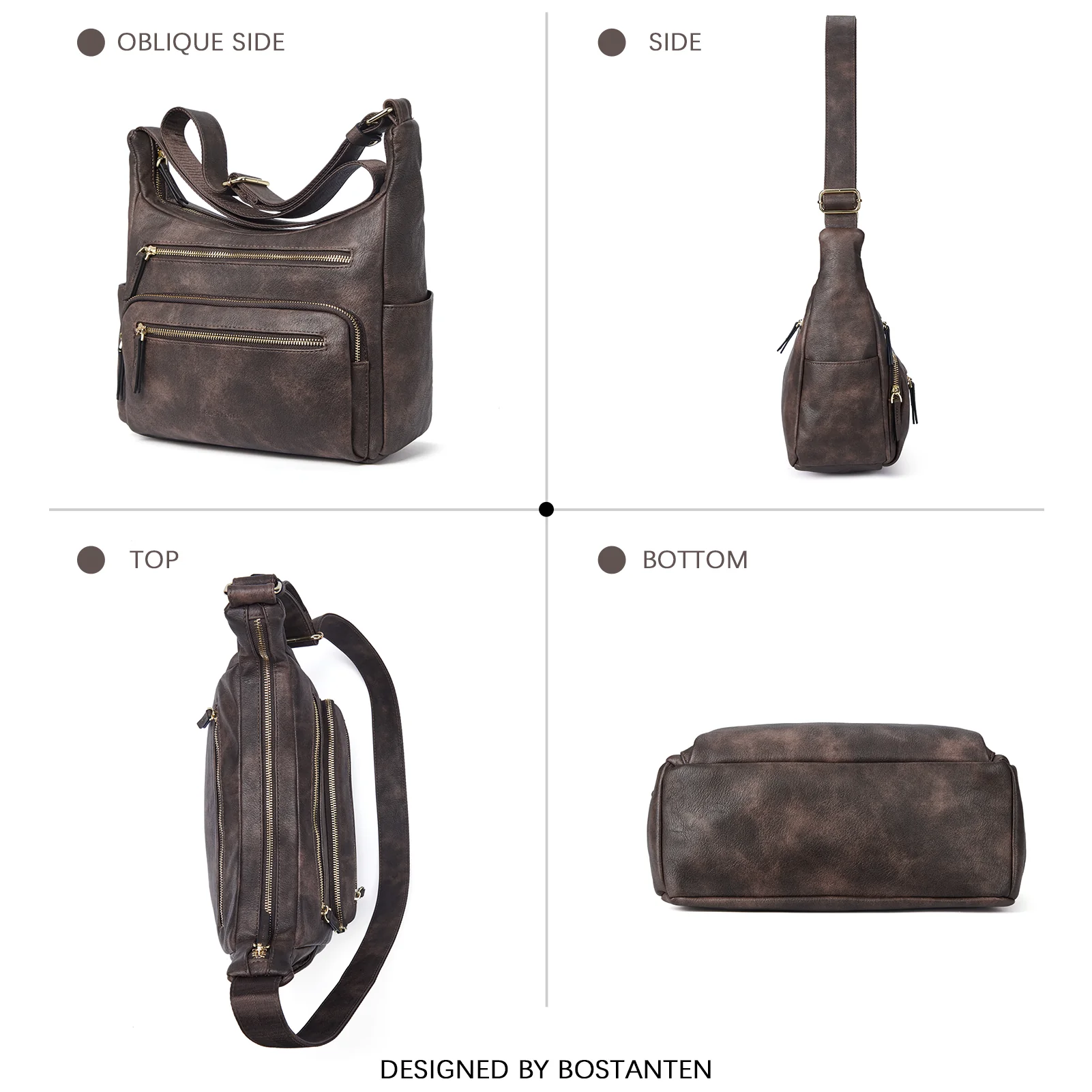 Evelyn Multi Pocket Shoulder Hobo Bag - Image 16