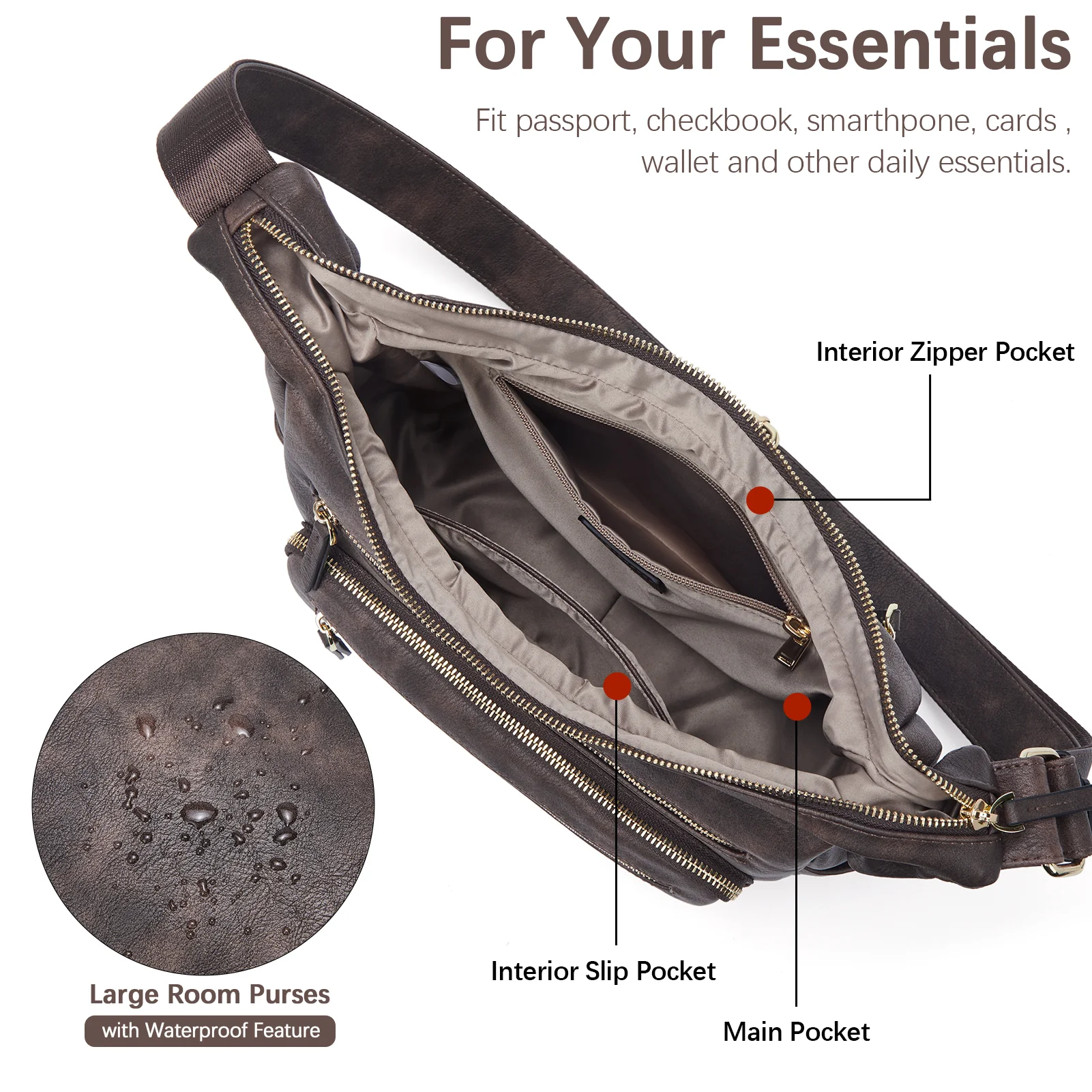 Evelyn Multi Pocket Shoulder Hobo Bag - Image 17