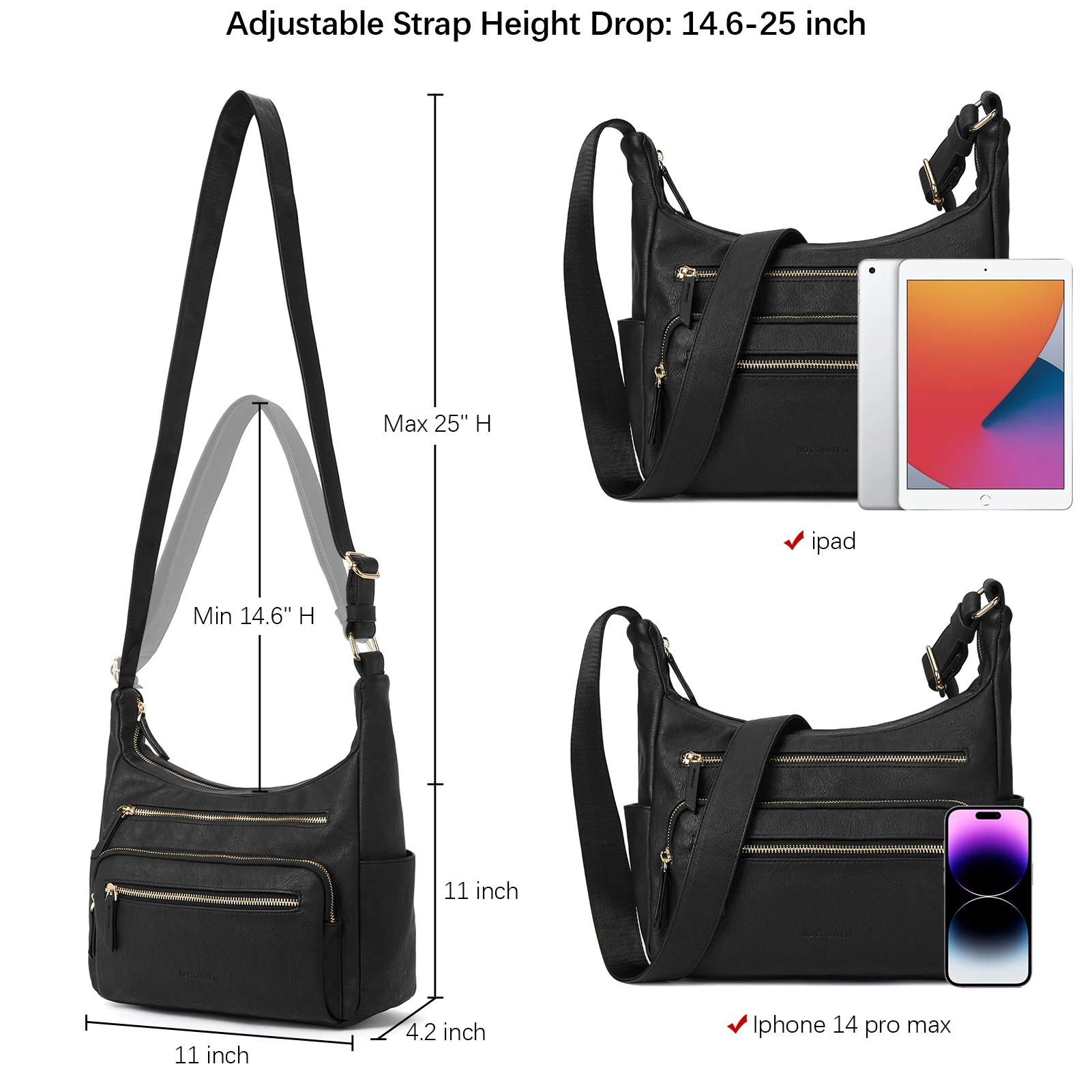 Evelyn Multi Pocket Shoulder Hobo Bag - Image 22