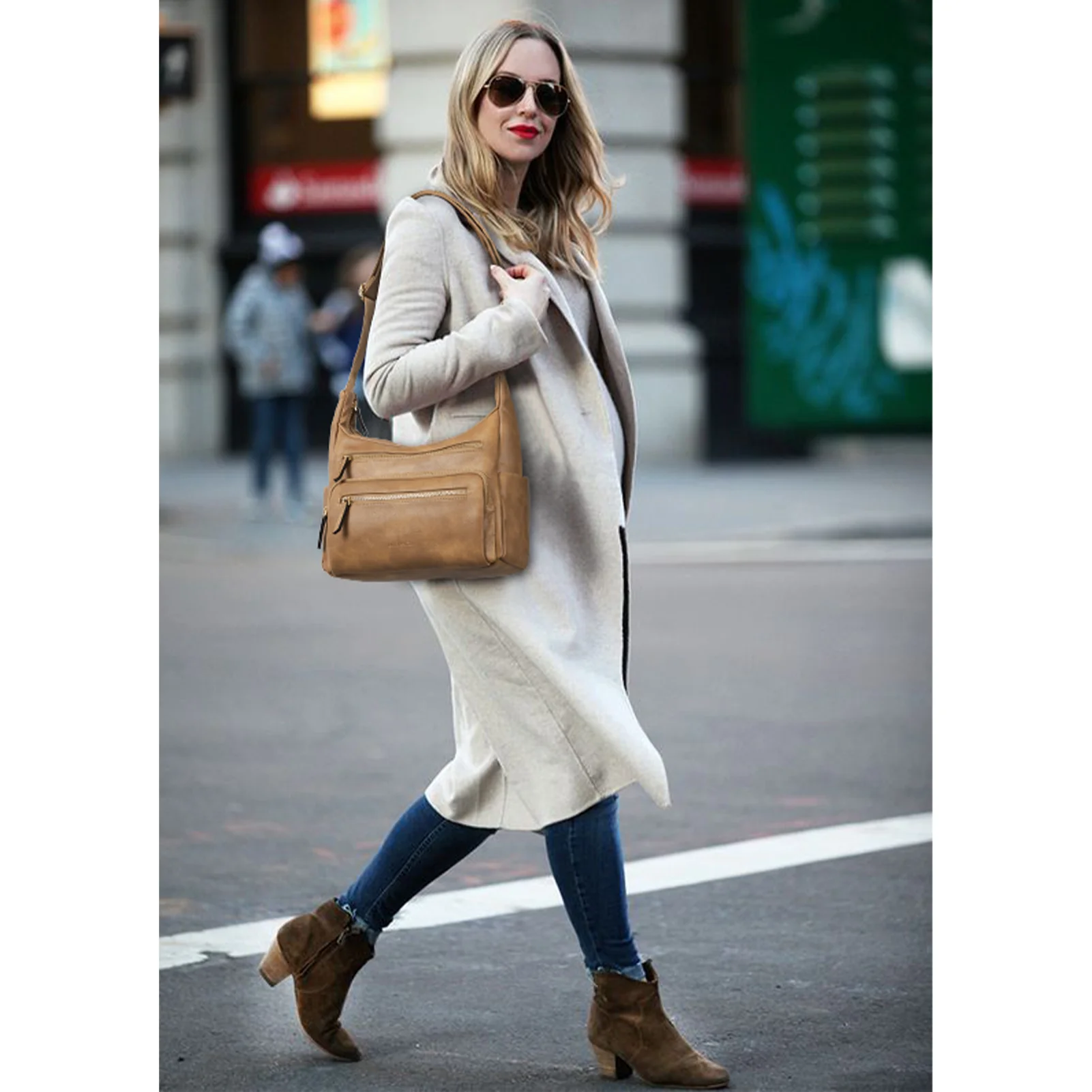 Evelyn Multi Pocket Shoulder Hobo Bag - Image 28