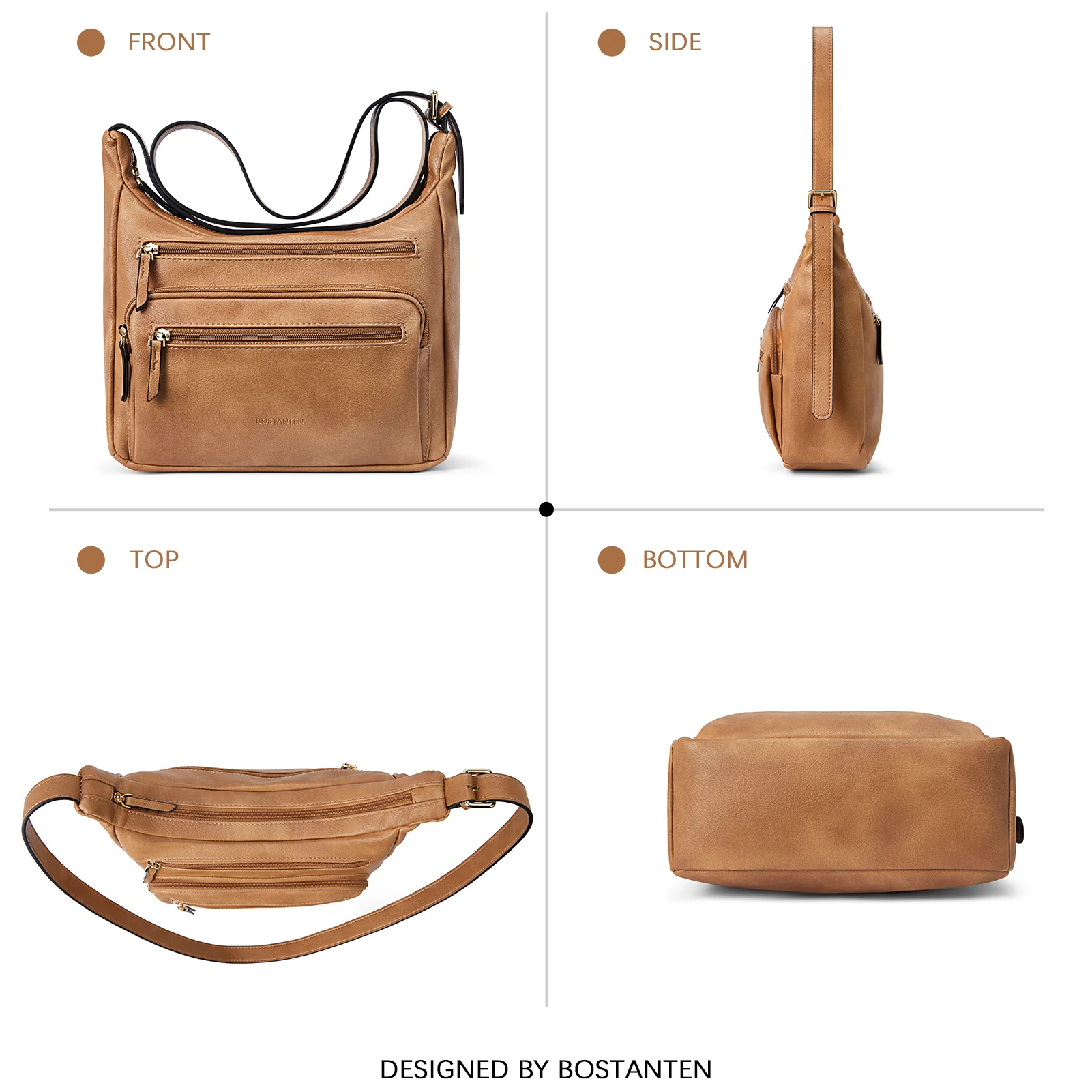 Evelyn Multi Pocket Shoulder Hobo Bag - Image 33