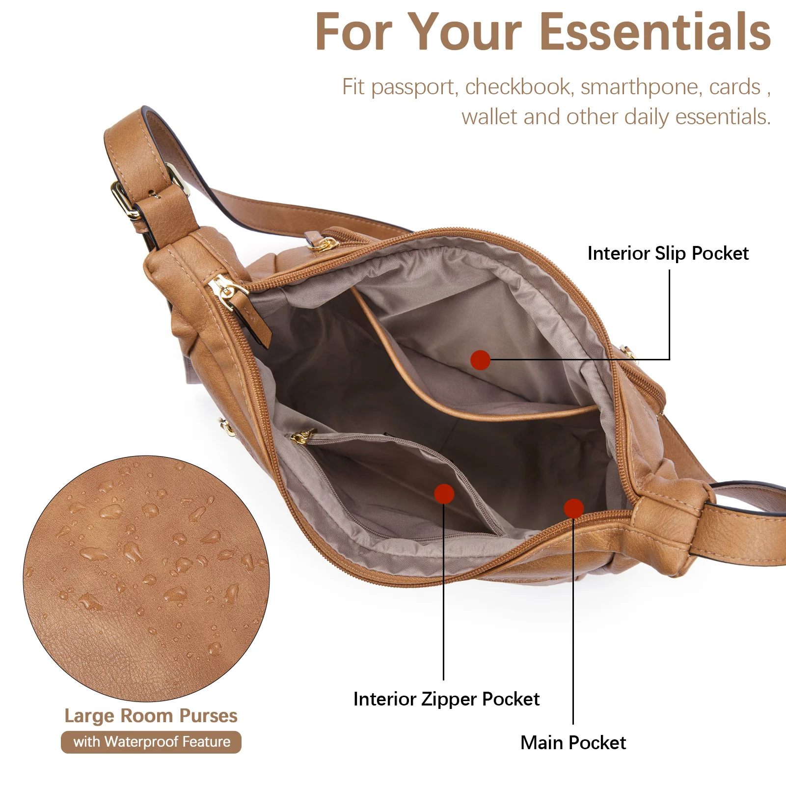 Evelyn Multi Pocket Shoulder Hobo Bag - Image 34