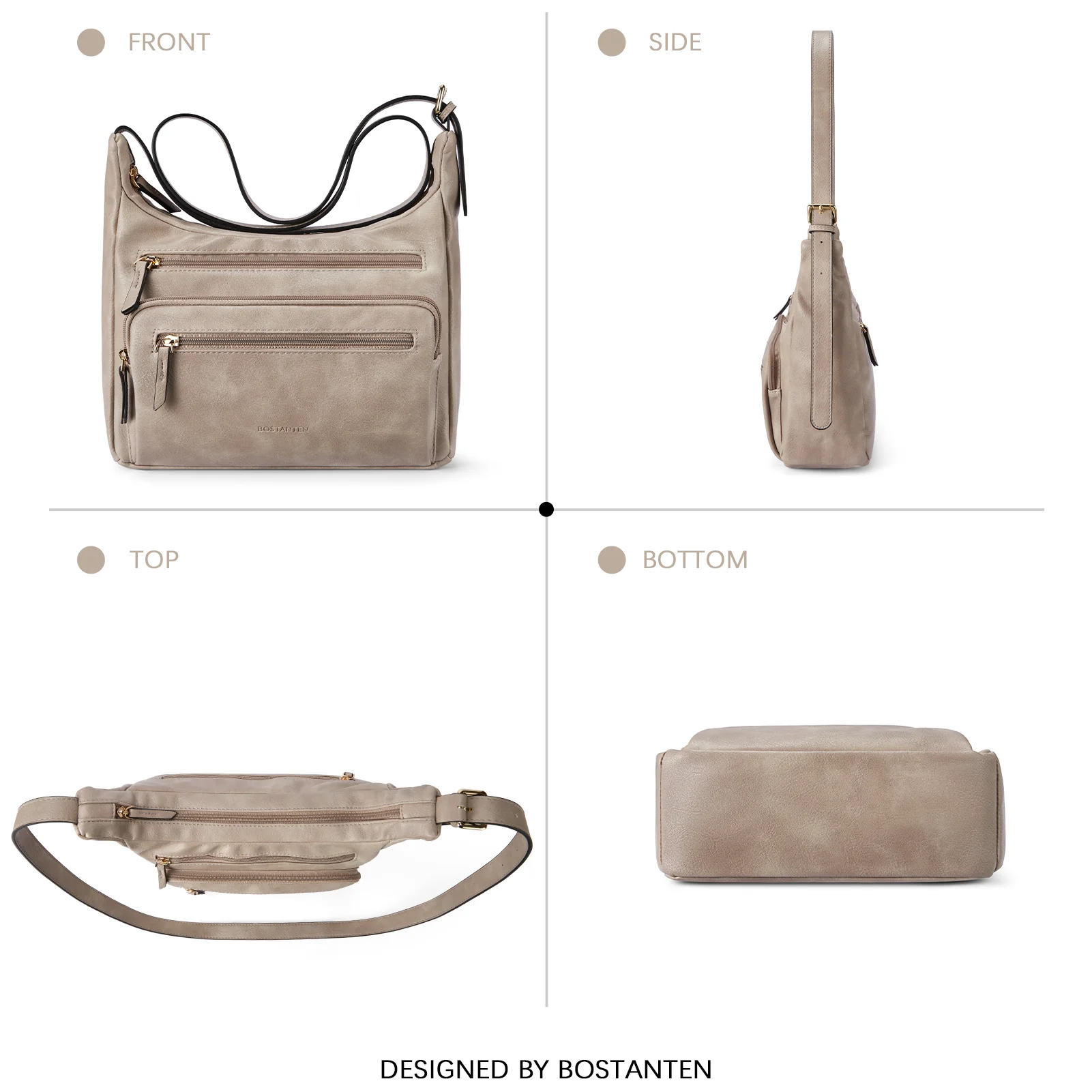 Evelyn Multi Pocket Shoulder Hobo Bag - Image 40