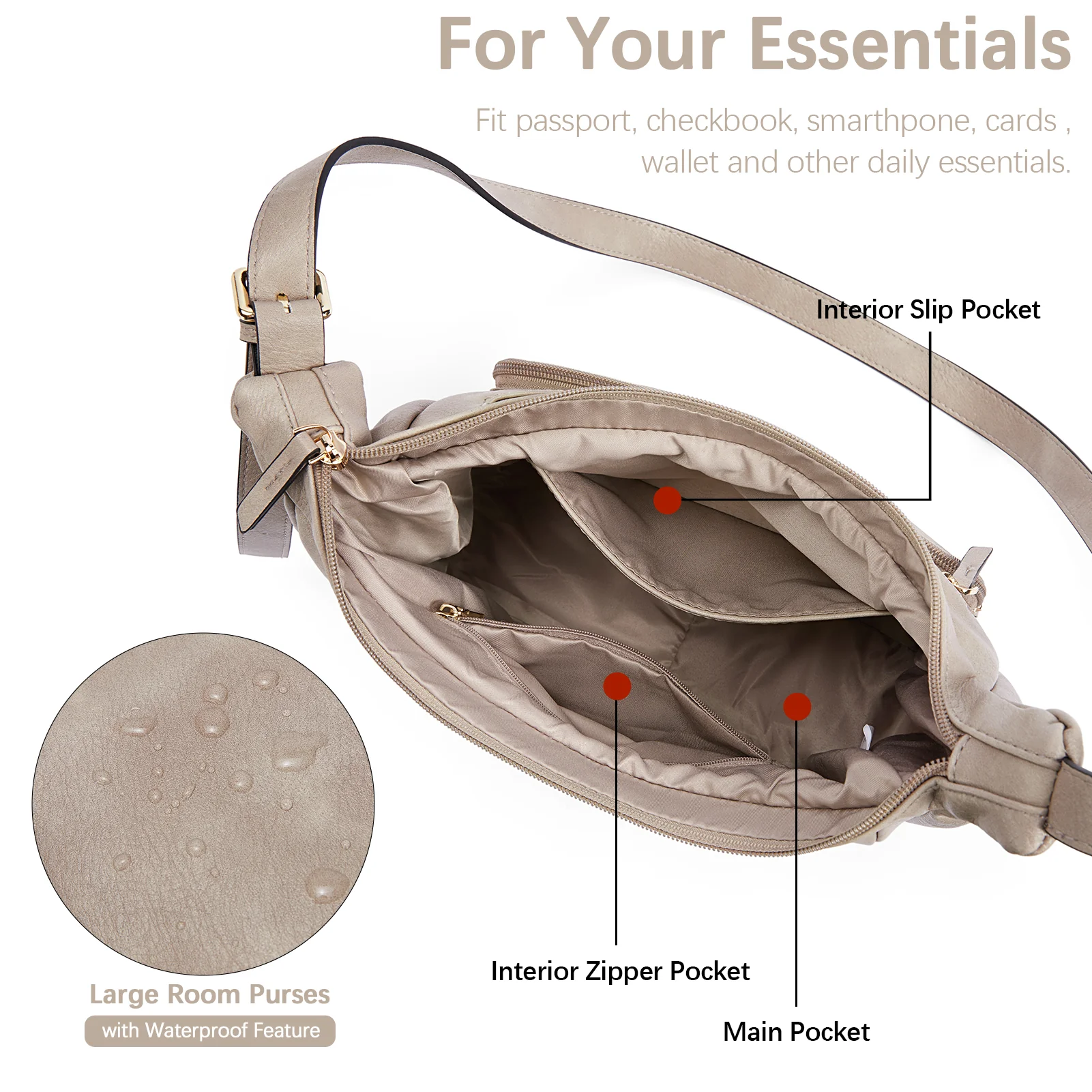 Evelyn Multi Pocket Shoulder Hobo Bag - Image 41