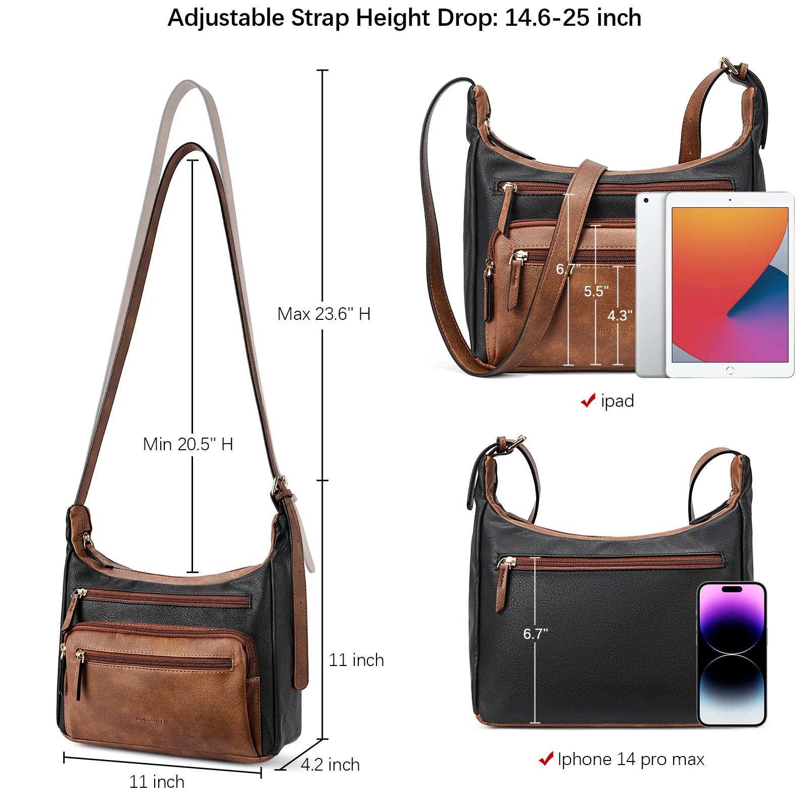 Evelyn Multi Pocket Shoulder Hobo Bag - Image 43